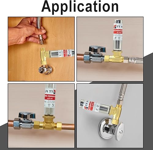 Miniatura 5 de TT FLEX Martillo de agua de acero inoxidable, compresión masculina de 38 pulgadas y compresión femenina de 38 pulgadas para lavavajillas y inodoro,