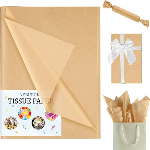Miniatura 2 de NEBURORA Papel de seda kraft para bolsas de regalo, 60 hojas de papel de seda de regalo beige a granel de 14 x 20 pulgadas, papel de regalo marrón