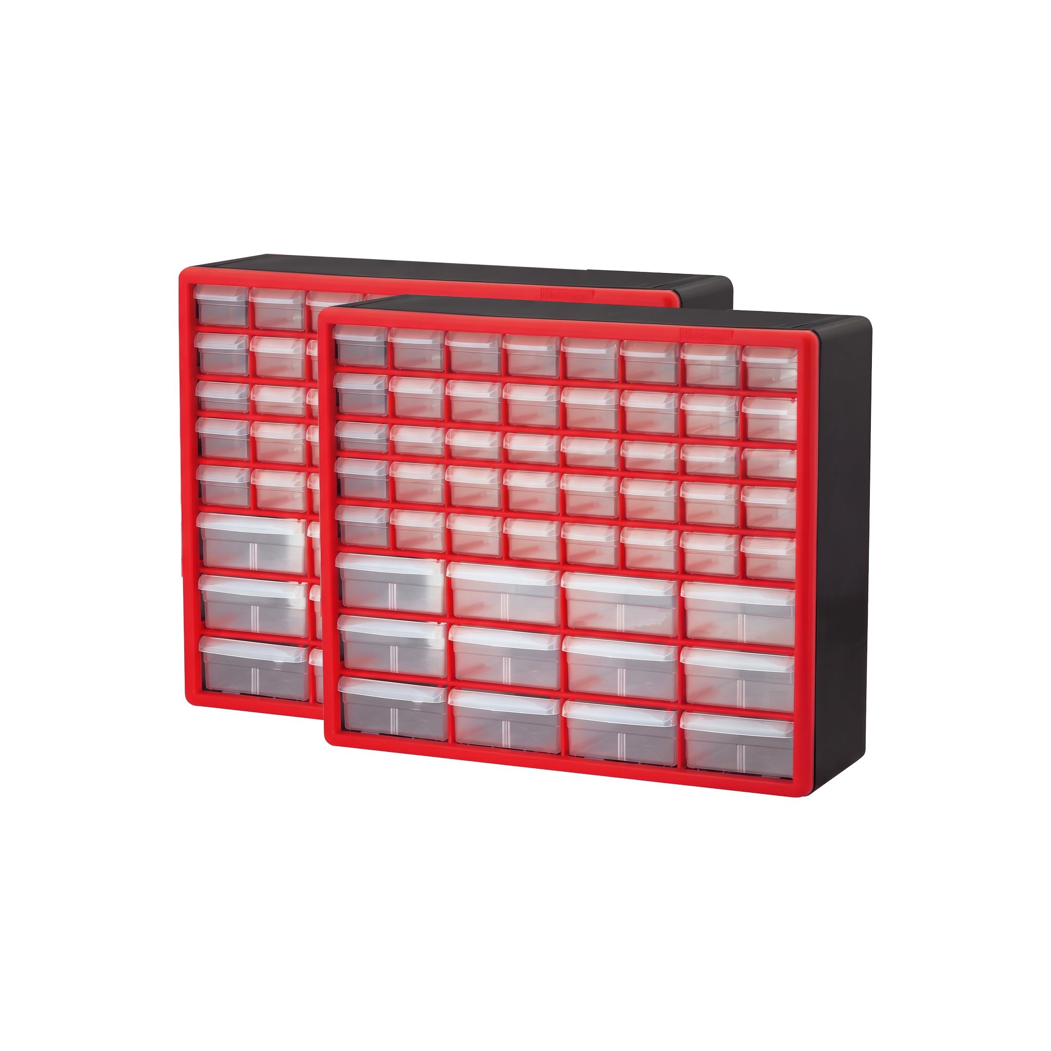 Akro-Mils 44-Drawer Plastic Drawer Storage Cabinet for Garage Organization, Bead Organizer, Building Bricks Storage, Teacher Toolbox, Makeup Organizer, 20-Inch W x 6-Inch D x 16-Inch H, 10144 Red