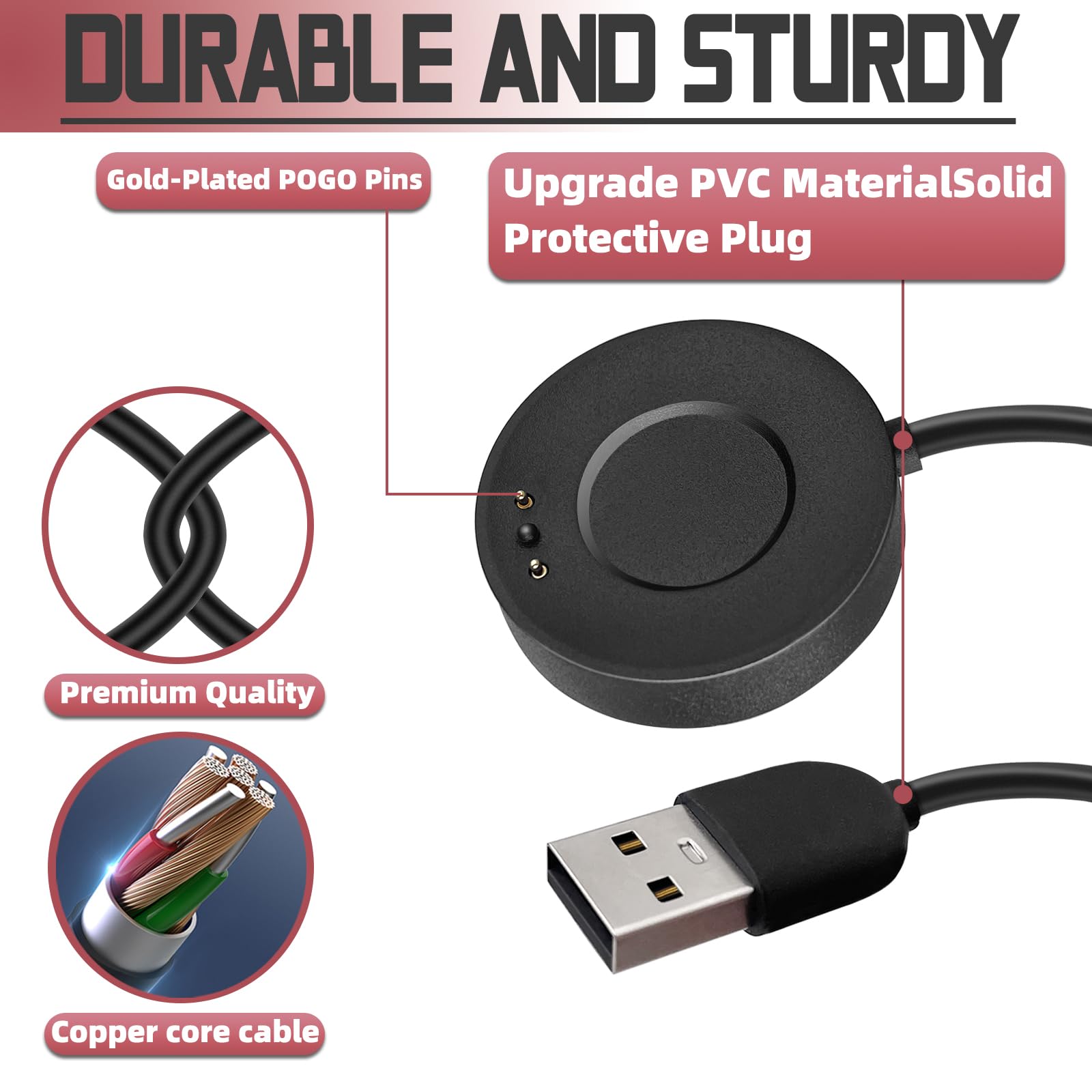 sciuU Magnetyczny kabel do ładowania kompatybilny z Withings ScanWatch / Scanwatch Horizon, elastyczny kabel do ładowania, przewód USB, szybka ładowarka ze złączem magnetycznym