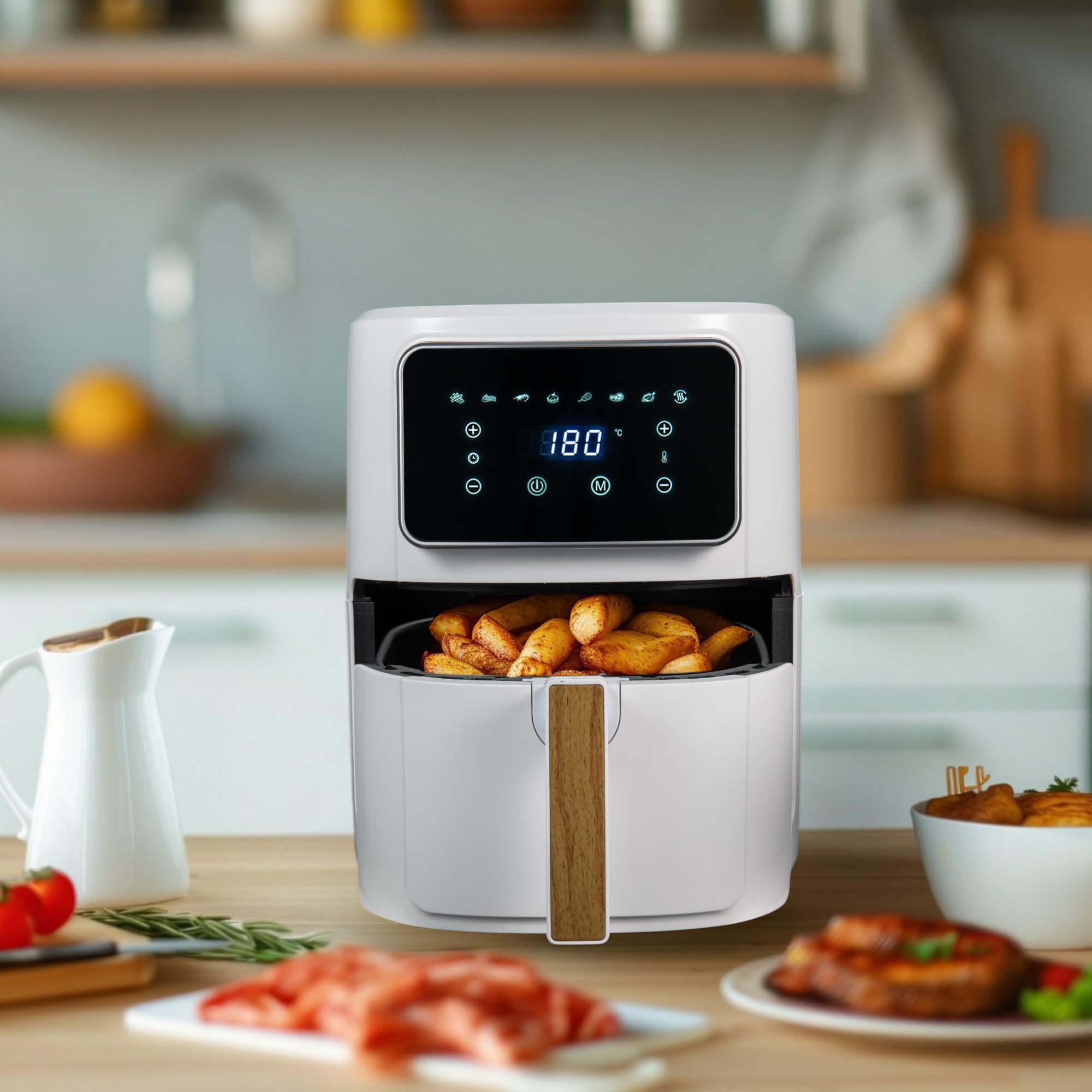 Bergner CHARCOAL Freidora de aire 1800W 6.9L 8 programas de cocción, con Revestimiento Cerámico - Temporizador hasta 30 min