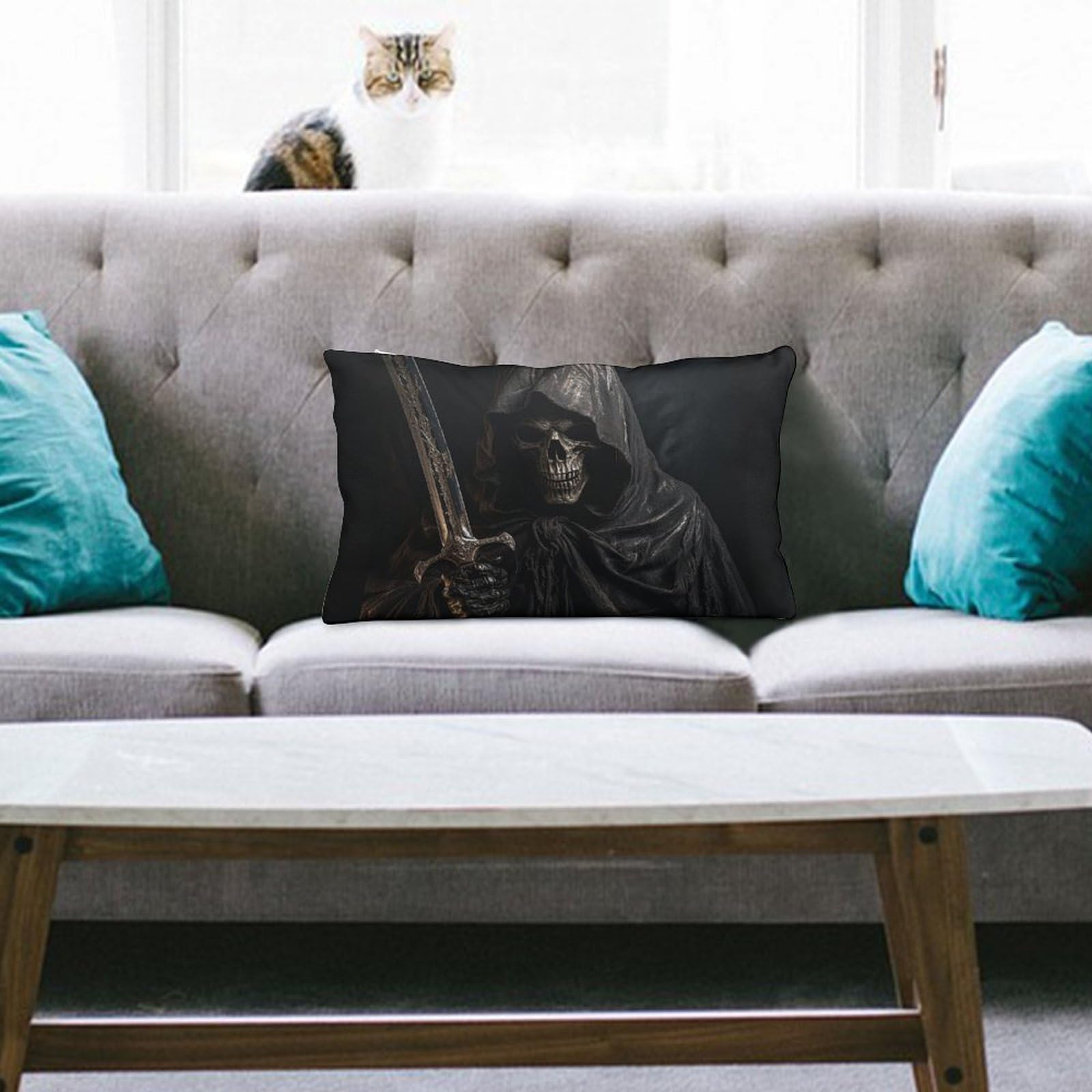 NTVOWPZO Decoration Throw Pillow Covers 8"x12" Pillowcases Covers Skeleton in Robe Soft Pillowcases Modern Farmhouse Home Decor Sofa Cushions Covers for Couch Bed Living Room