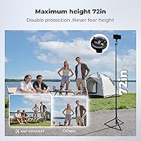 Vista 10 de K&F CONCEPT Popod - Trípode para teléfono de 183 cm, clip 3 en 1 y palo magnético para selfie con control remoto, soporte de trípode automático