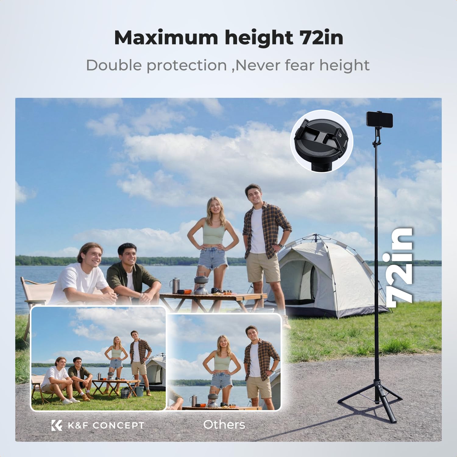 K&F CONCEPT Kij do Selfie 3-w-1 z MagSafe i Pilotem, Stativ Obracalny 360°, Kompatybilny z iPhone, Samsung i Kamery Sportowe | Mag-Safe statyw kompatybilny z iPhone Android DJI OSMO Pocket 4/3 Insta360 X5, klips magnetyczny+śruba 1/4" - X97C6