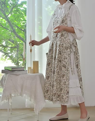 Miniatura 6 de SMARTitns Delantales para mujer talla grande lindos con bolsillos delantal floral retro para cocina