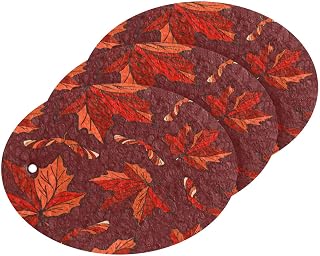 Scrub Sponge Autumn Maple Leaves Seed Kitchen Washing Dishes Cleaning Sponges Red Leaf Non Scratch Sponge for Dish Countertops Sinks Floors Showers Tile Sinks, 3 Pack