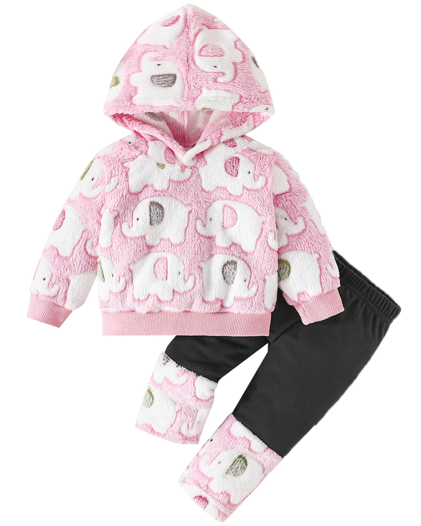 Jecson Toddler Baby Girl Clothes: Soft Fleece & Thermal Outfits Set Animal Pattern Hoodie & Pants Cute Winter Home Out 6M-4Y