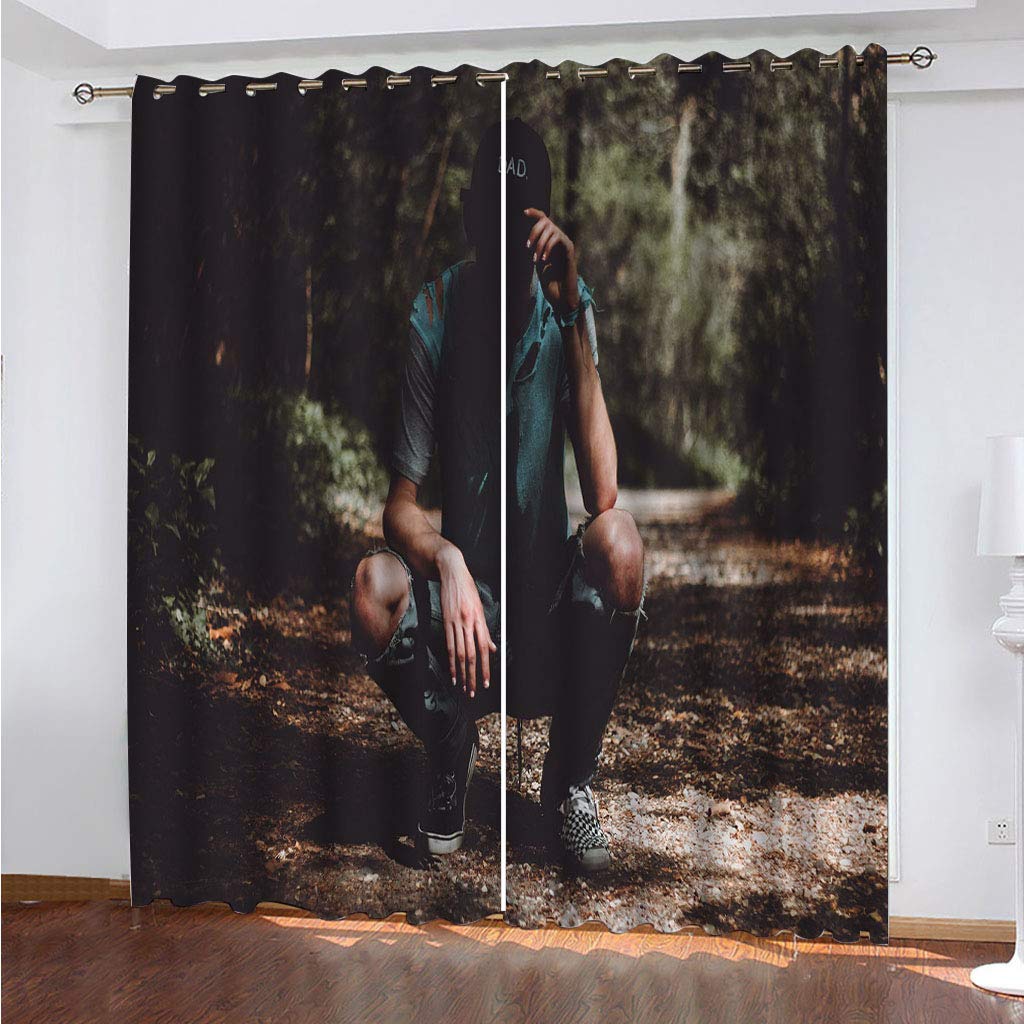 Maynuo Boys Curtains For Bedroom 3D Street Cool Printed Curtain For Kids Blackout Eyelet 110X62inch Pattern Thermal Insulated Room Window Draperies For Living Room