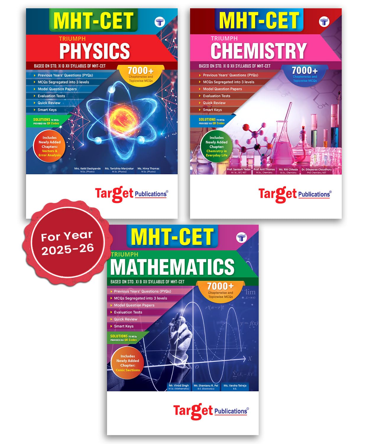 MHT-CET Triumph Physics Chemistry & Maths (PCM) Books for Engineering Entrance Exam for 2026 | Based on 11 & 12 Maharashtra Board Syllabus | Includes Chapterwise MCQs, Question Paper | 3 Books