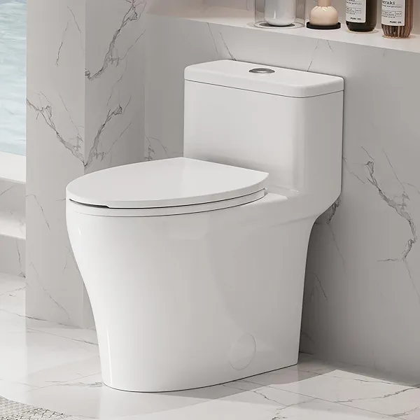 Elongated One Piece Toilet with Comfort Chair Seat ADA Height 17.33", Powerful Dual Flush 0.8/1.28 GPF Compact Toilet, MAP 1000g, Standard White Toilet Bowl, 12'' Rough-in