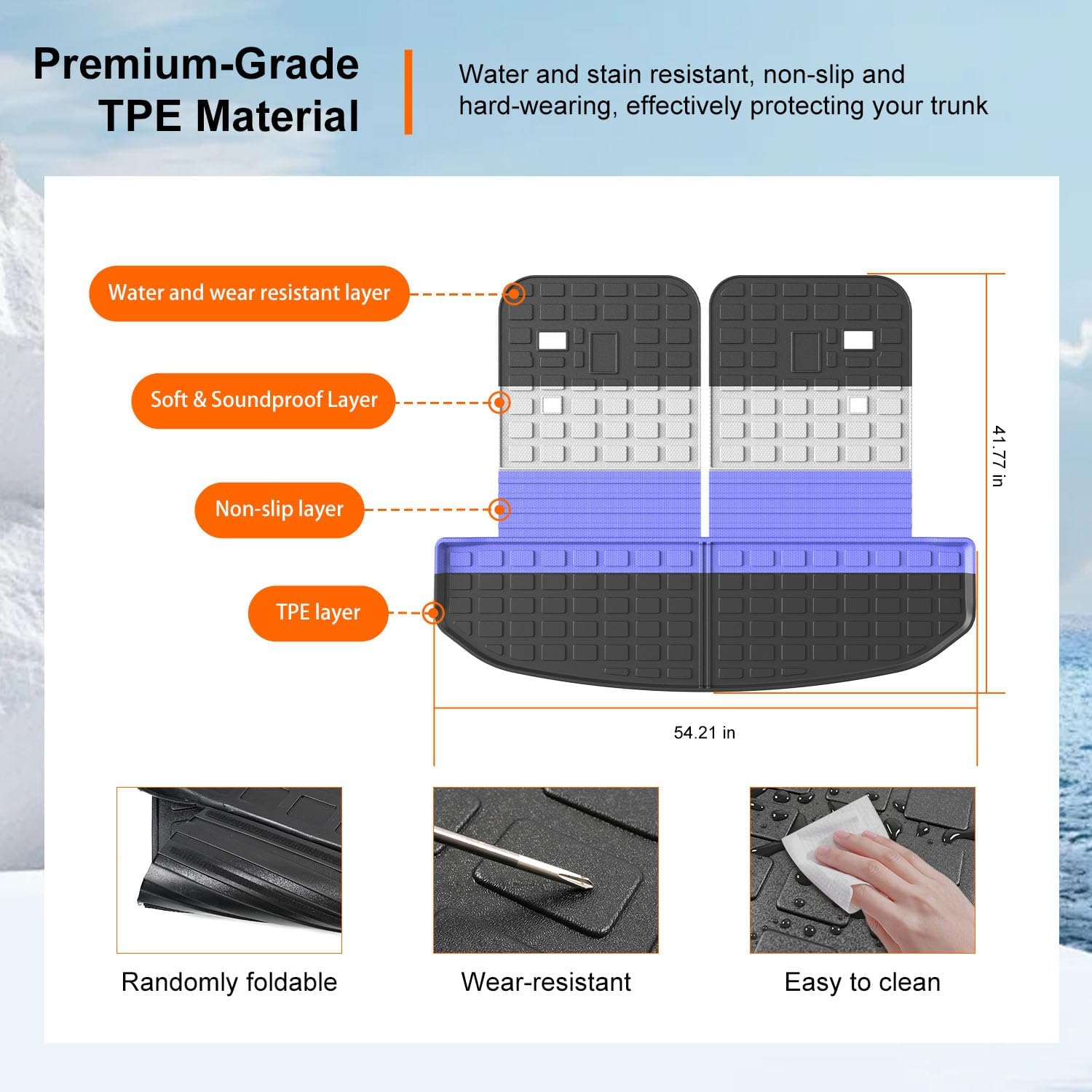 powoq Cargo Mat Compatible with 2021-2026 KIA Sorento/Hybrid/PHEV Cargo Liner with Backrest Mats Replacement for KIA Sorento 2021 2022 2023 2024 2025 2026 Accessories (Trunk Mat with Backrest Mats)