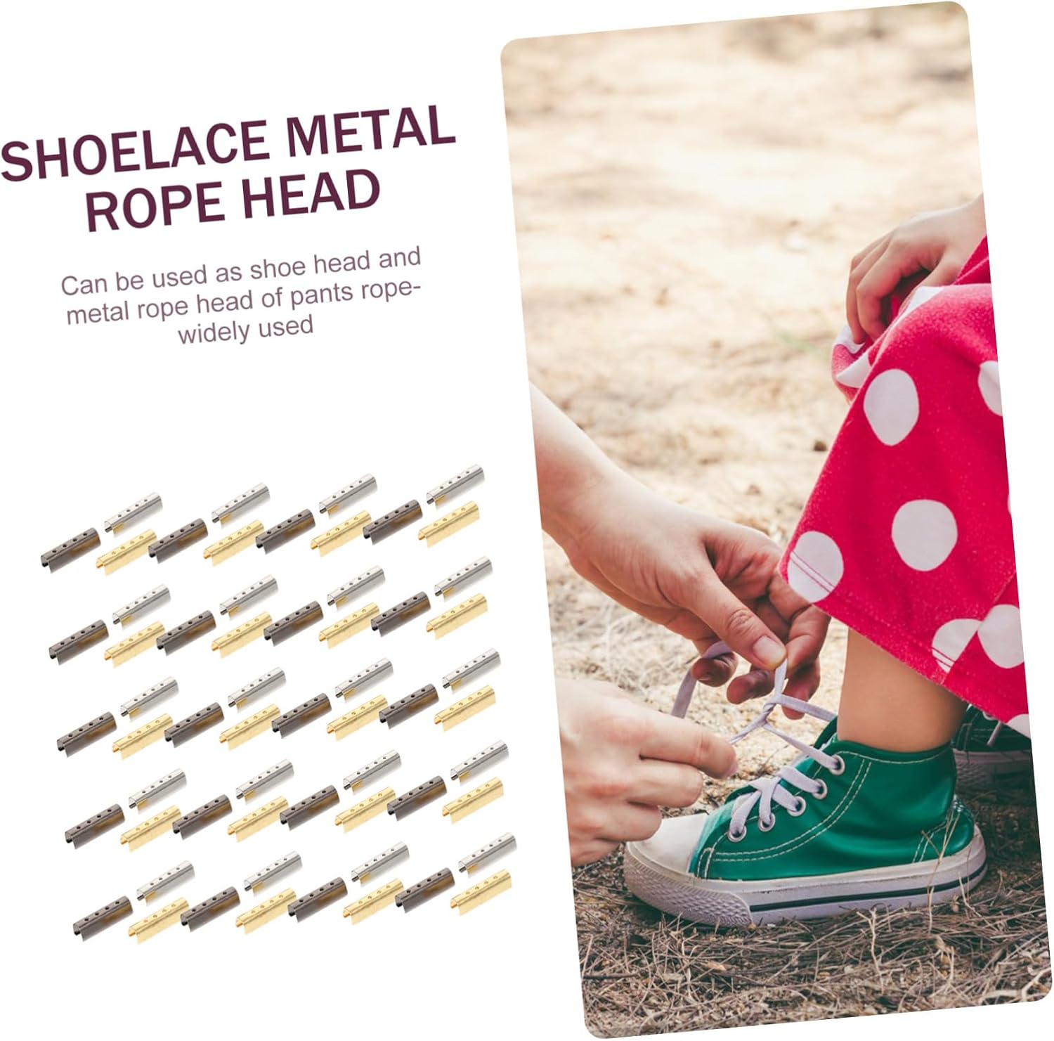 GALPADA 300pcs Metal Tips Metal Ends Easy Use Repair Caps for Sneakers Hiking Boots and Accessories