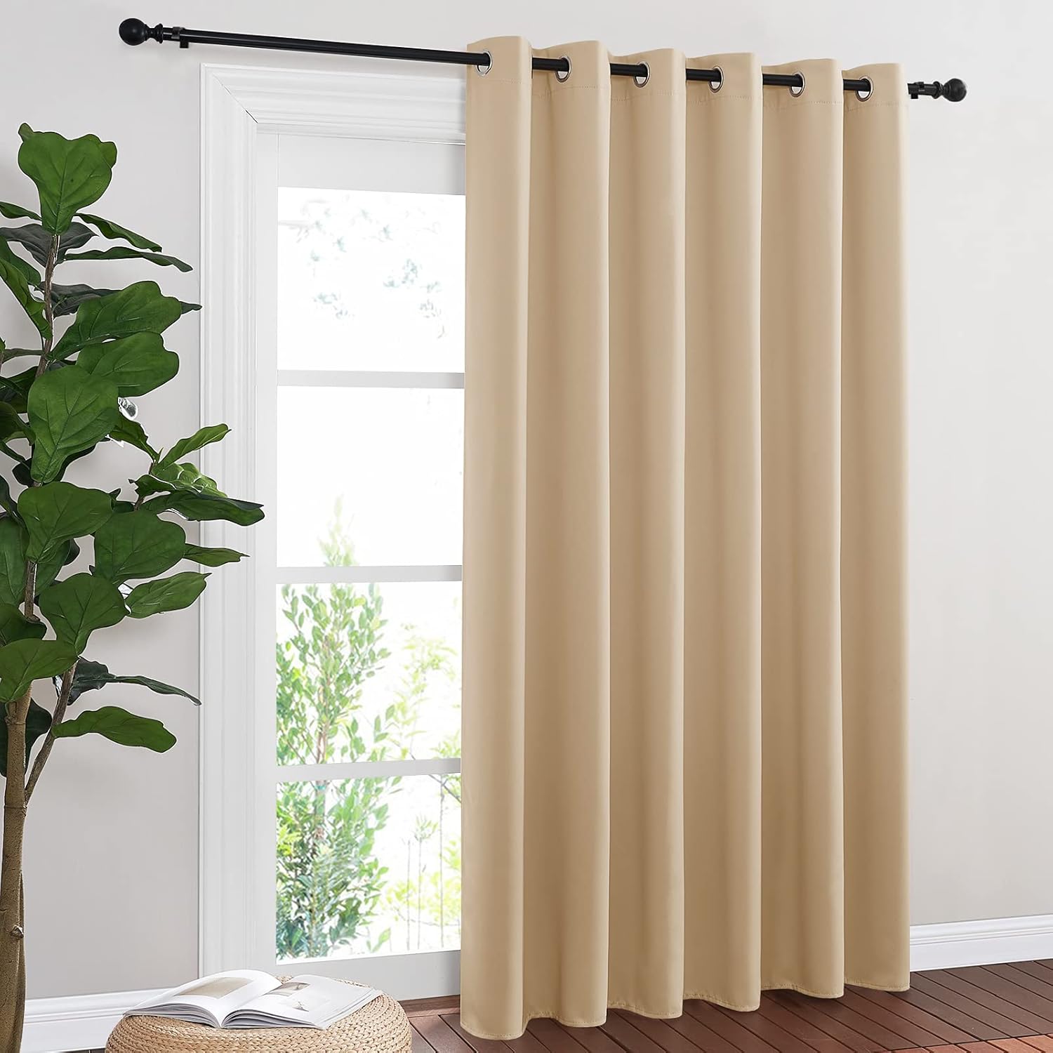 NICETOWN Sliding Door Blinds Window Treatment, Blackout Patio Door Curtain Panels, Privacy Thermal Drapes for Department (Biscotti Beige, W80 x L84) Biscotti Beige 80"W x 84"L (Pack of 1)