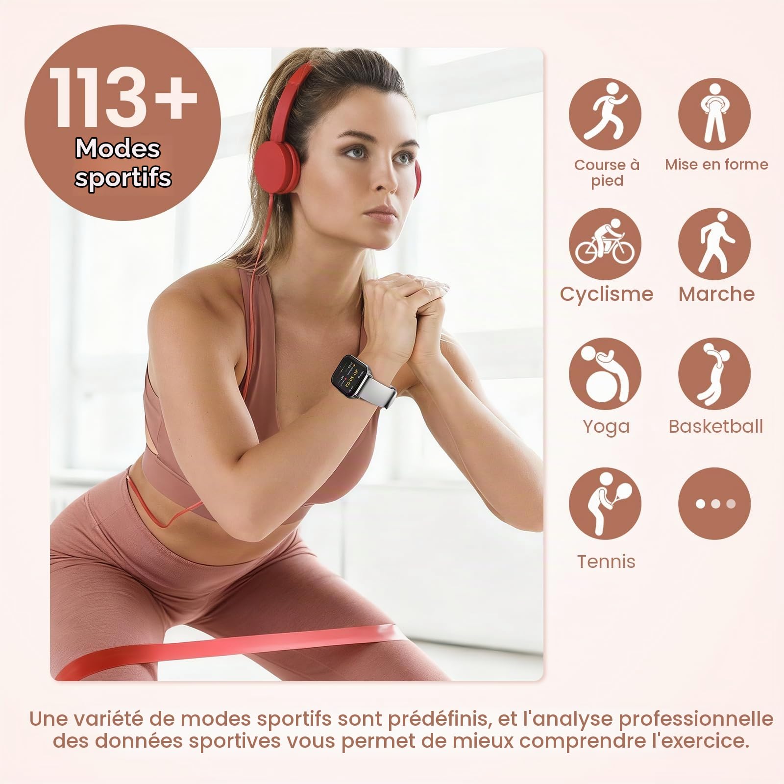 【Coffret Cadeau】Montre Connectée Femme, 1.83'' HD Smartwatch avec Appels Fonction Féminine/Fréquence Cardiaque/Sommeil/SpO2 IP68, 113+ Modes Sportifs Montre Connectée Podomètre iOS Android Argent