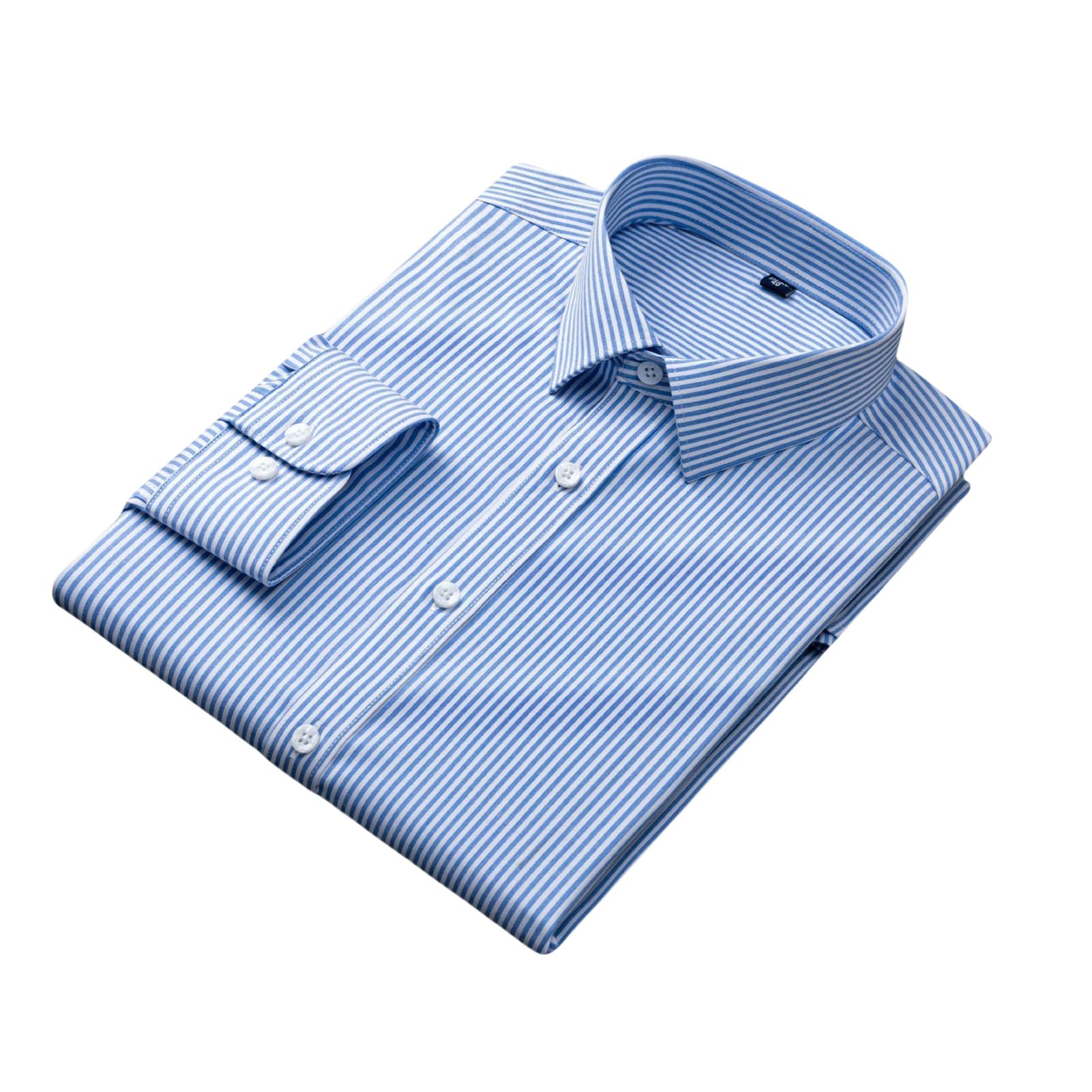 Camicia da lavoro casual da uomo a righe scozzese slim fit camicia a maniche lunghe colletto quadrato senza pieghe button down