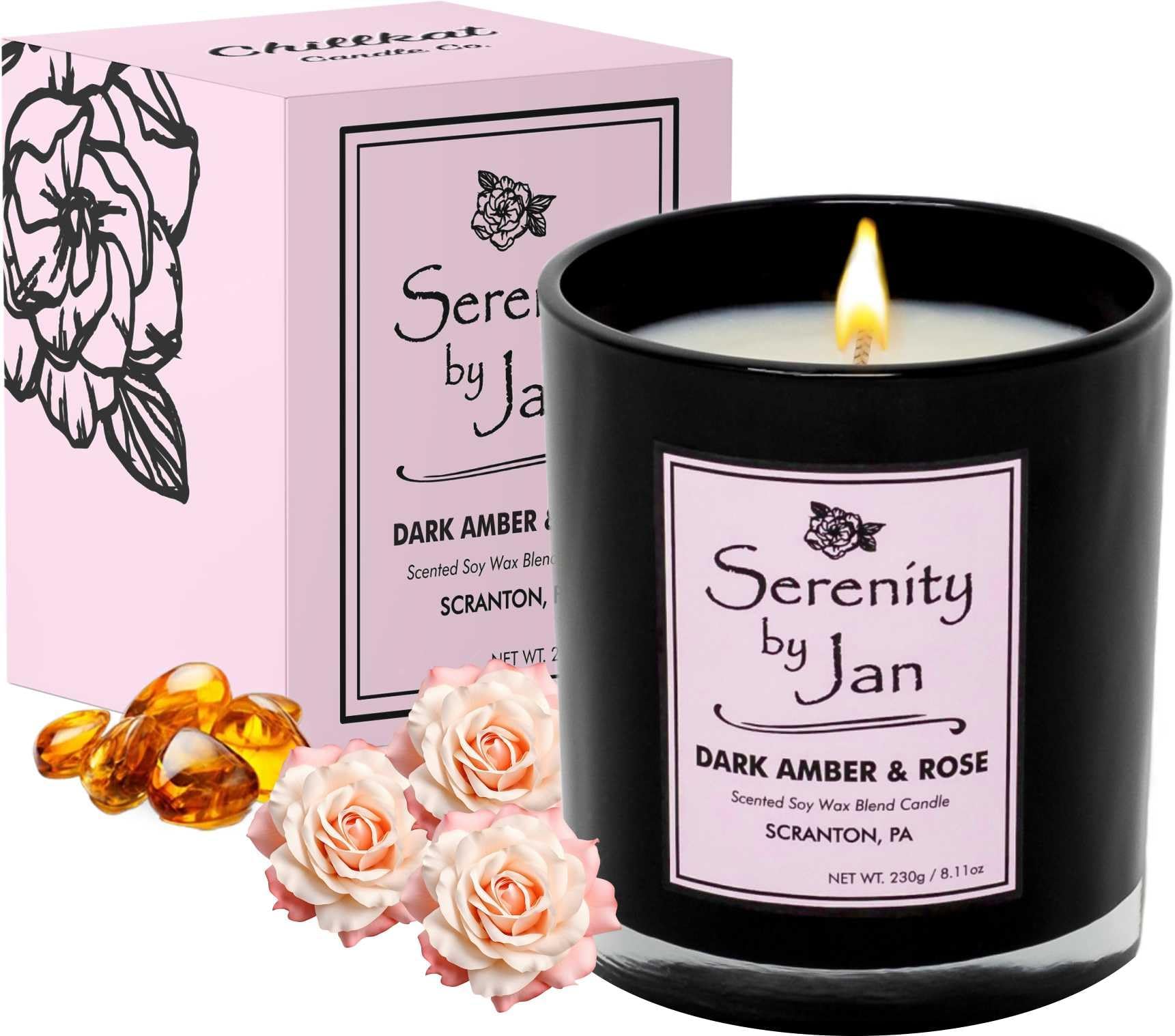 Chillkat Serenity by Jan Scented Candle, Dark Amber and Rose