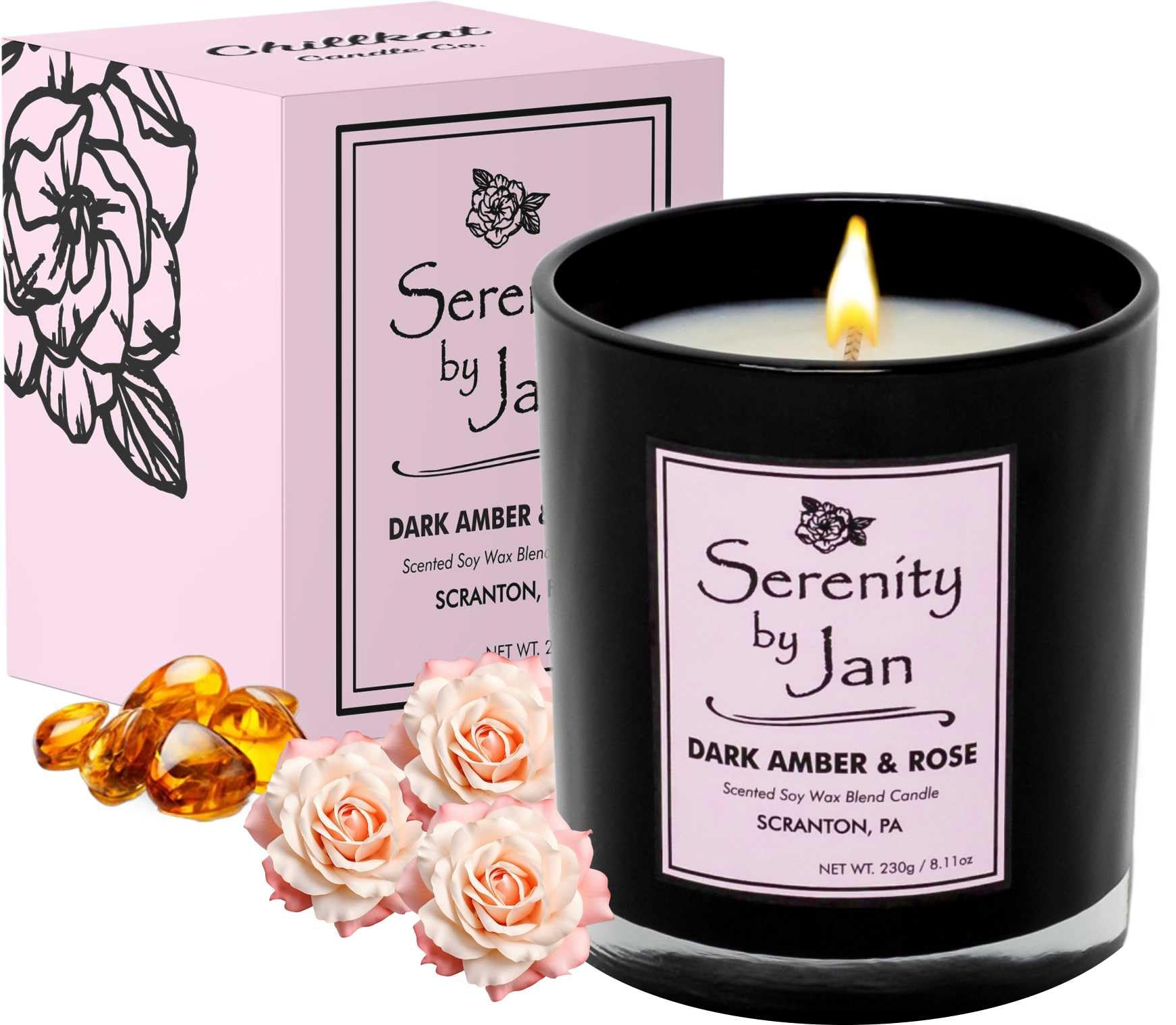 Serenity by Jan Scented Candle, Dark Amber and Rose