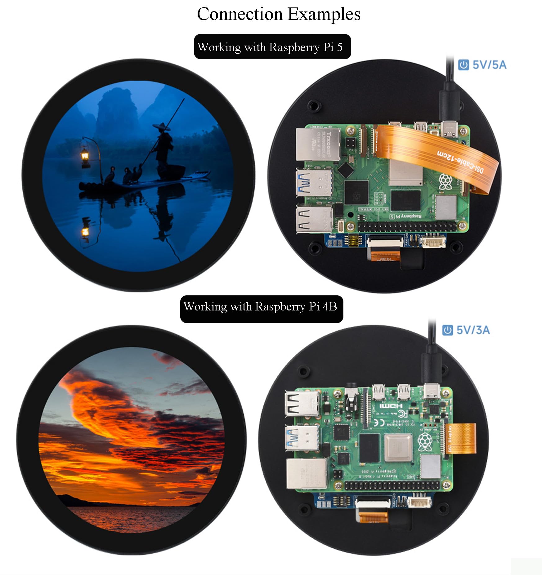 waveshare Pantalla LCD IPS táctil capacitiva HDMI de 4 pulgadas comp