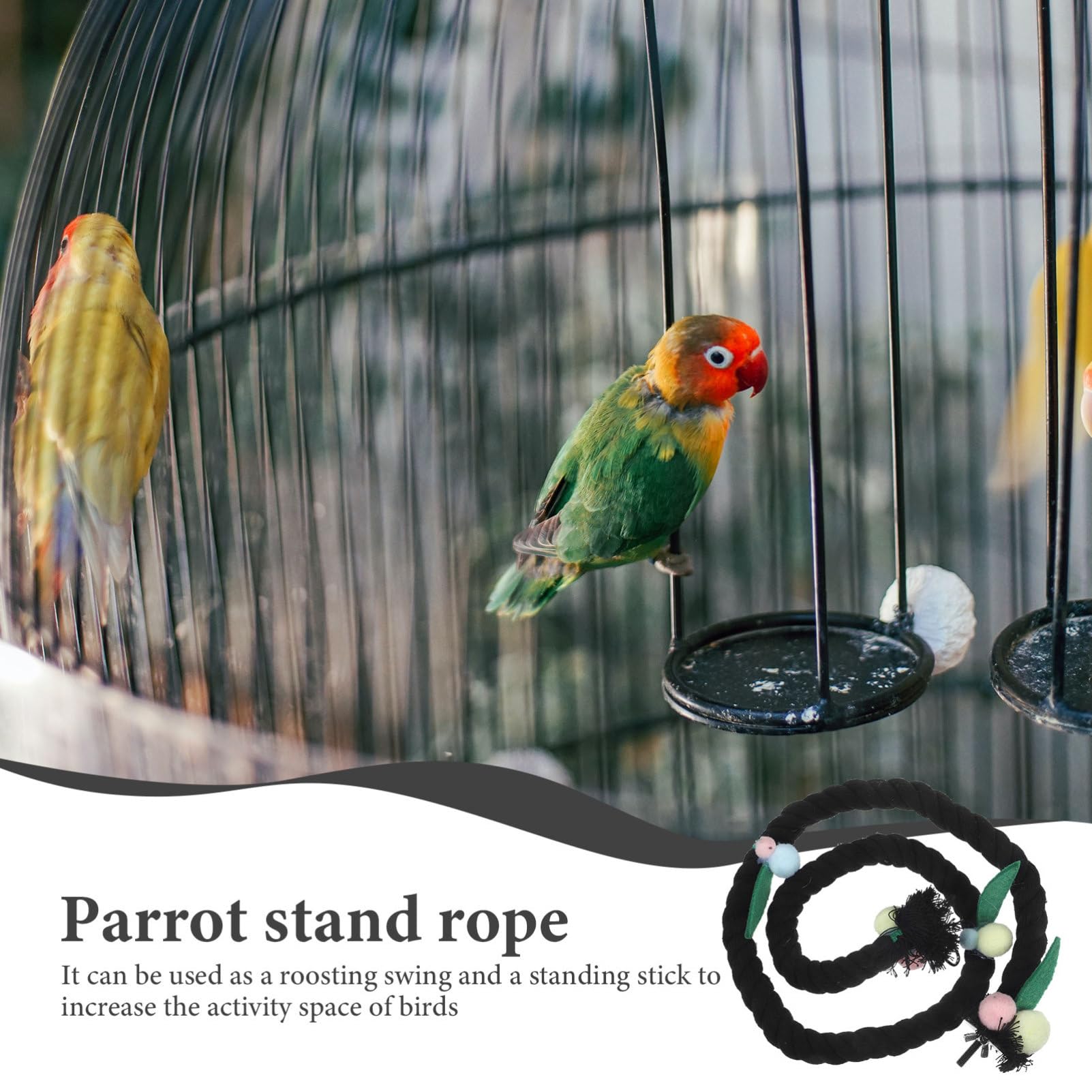 BESPORTBLE 4pièces Balancelle Corde pour Oiseaux Support pour Perroquet Accessoire De Jouet pour Cage à Oiseaux pour Grimper Et Reposer