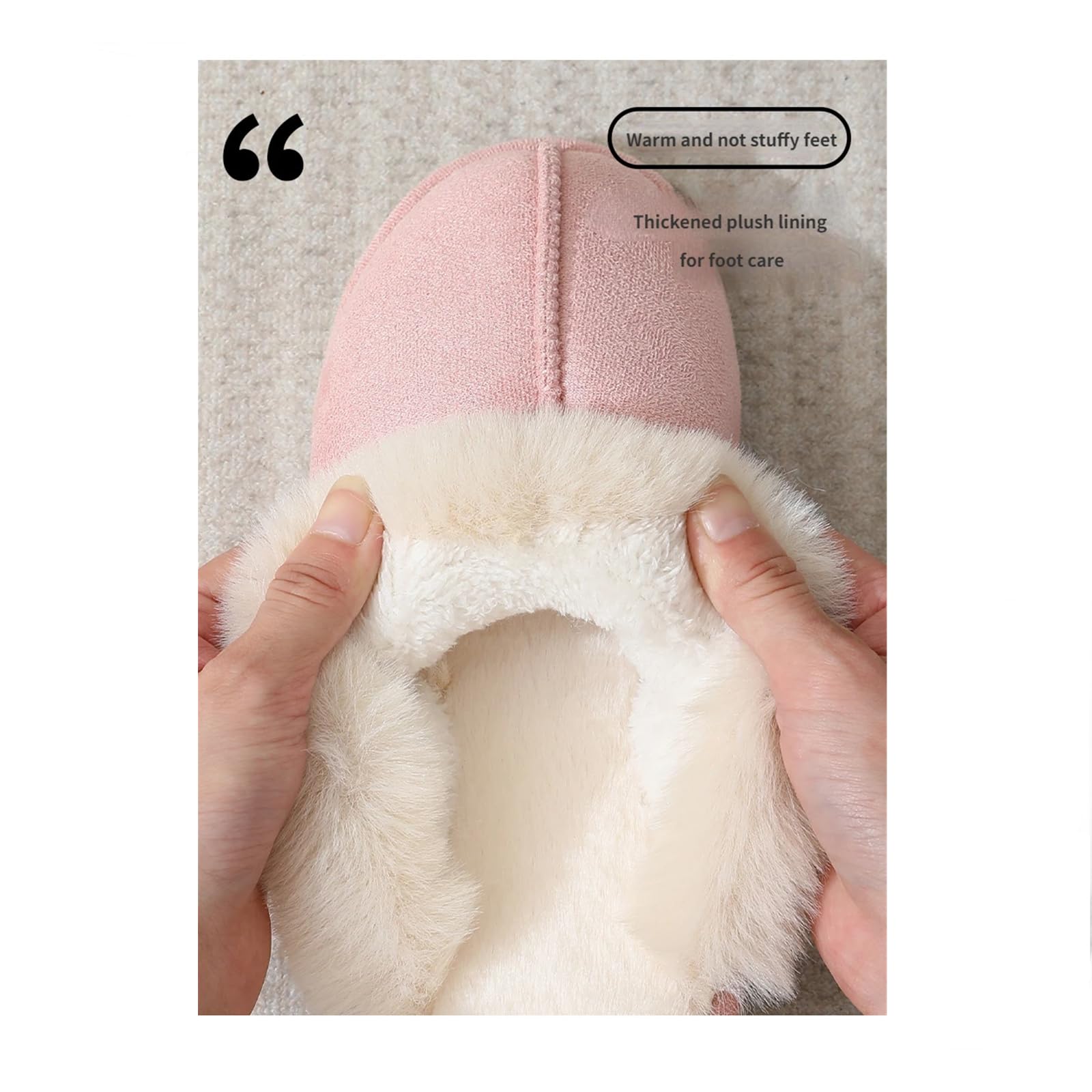Ciabatte Donna Invernali Pannelli da Interno in Pelliccia Calda per Donne Peli Morbidi, Cotone Imbottiti, Comodi, Anti-Slip E Soffici-pink-36-37