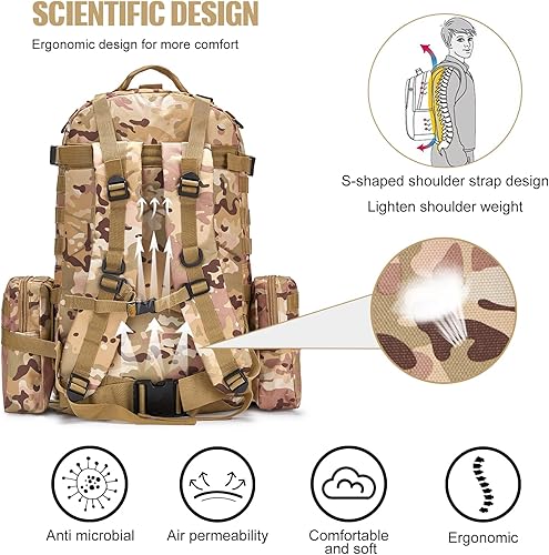 Miniatura 4 de Mochila táctica militar para hombres, mochila militar negra para hombres y mujeres, CP, Grande, Negro
