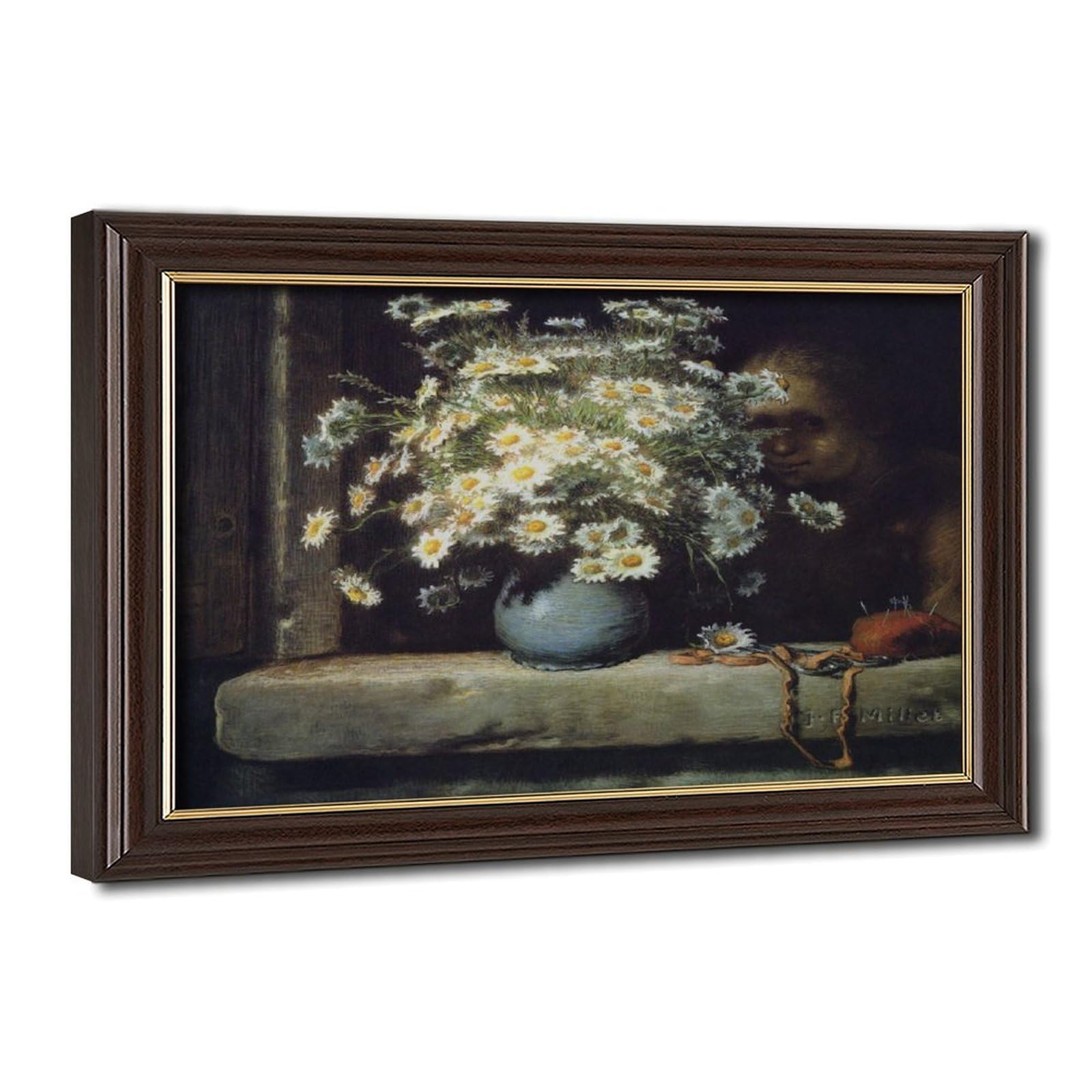 The Bouquet of Daisies by Jean‑françois Millet – Vintage Still Life Print, 1871 Pastel Flower Painting, Botanical Floral Fine Art Prints Posters Canva