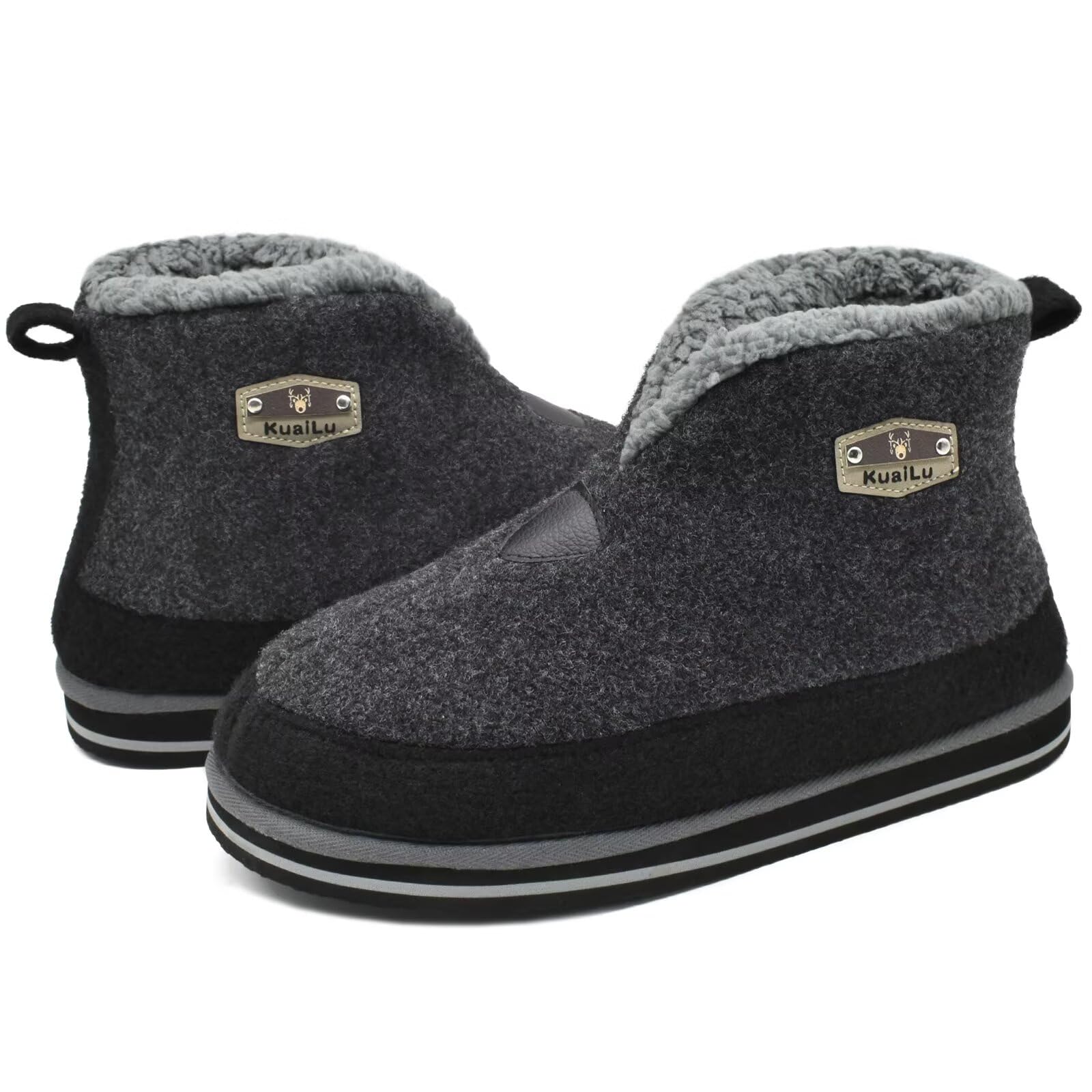 KuaiLu Pantofole Stivaletto Uomo Invernali Babbucce Calde Peluche Pelose Foderata Chiuse Pantofola Stivali Casa Comode Memory Foam Slippers con Indoor outdoor Antiscivolo Suola
