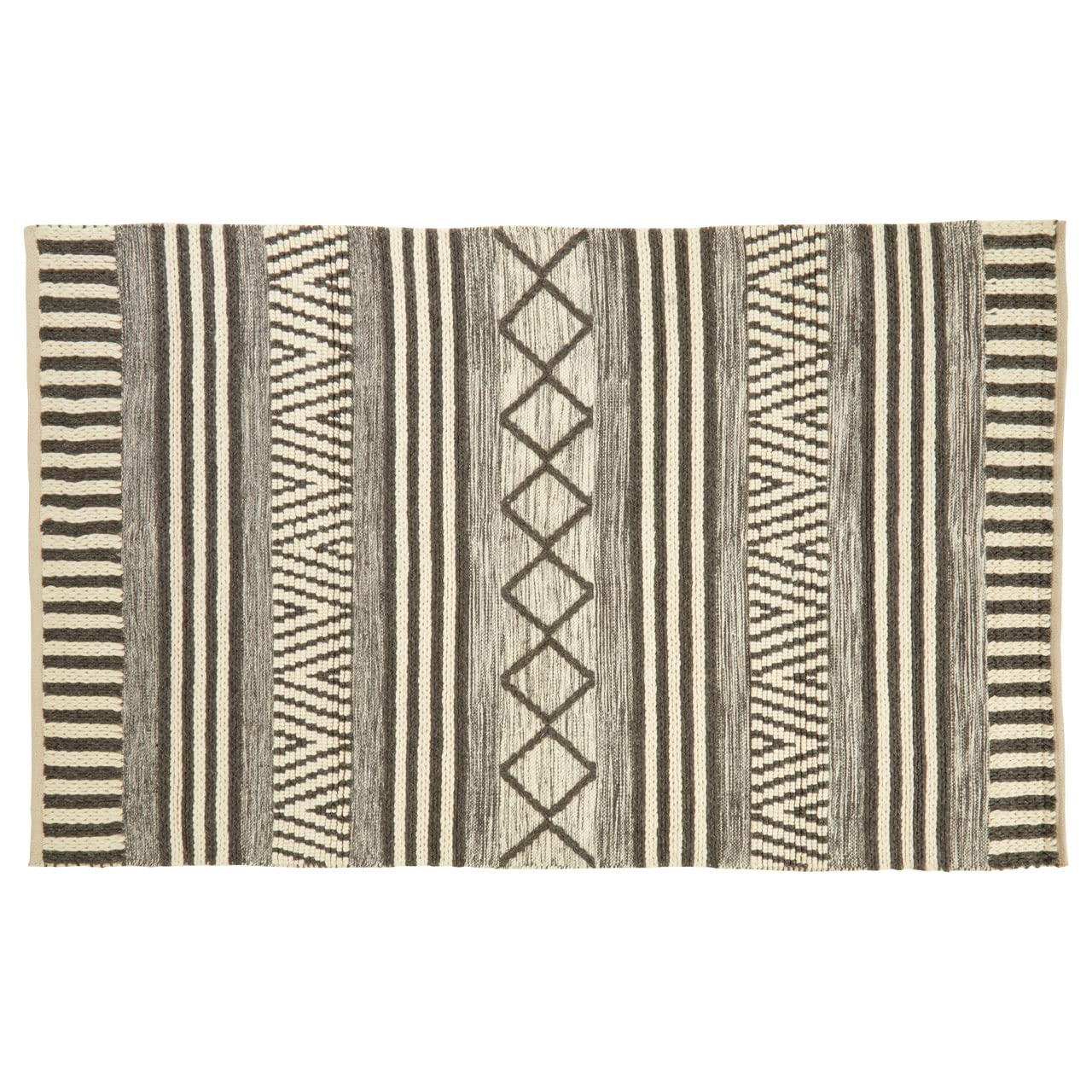 Interiors by Premier Large Geometric Rug - Grey Ivory Wool Cotton Blend