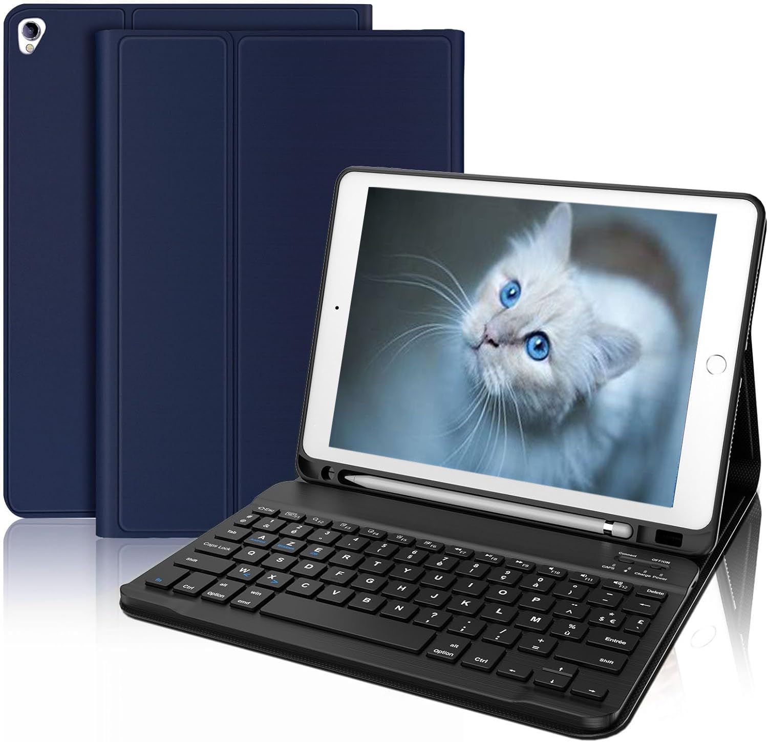 Clavier Magnétique Détachable AZERTY Pour IPad 9e/8e/7e Génération, IPad Air 3 Et IPad Pro 10.5" - Étui Protecteur Avec Porte-stylet Et Connexion Bluetooth - 11