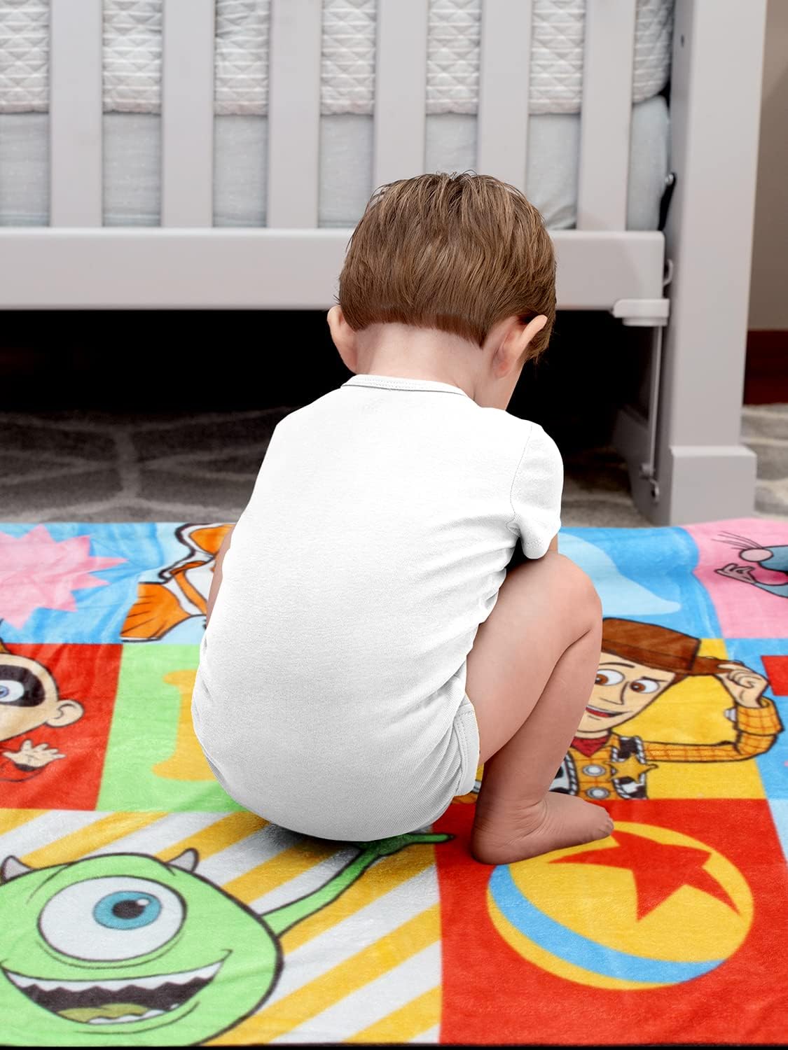 Disney Pixar Character Quilt Pattern Silk Touch Throw Blanket 50" x60" (127cm x 152cm)