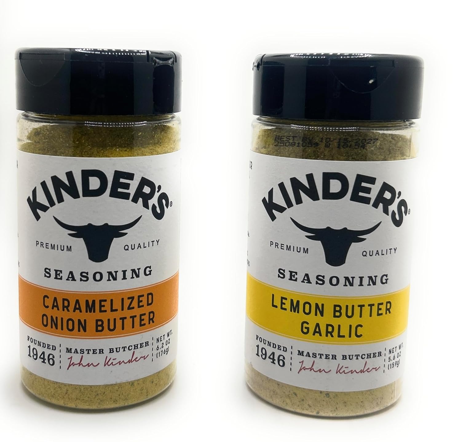 Kinder's Seasonings & Rubs - 2 bottles (Caramelized Onion Butter 6.2oz & Lemon Butter Garlic 5.6oz)