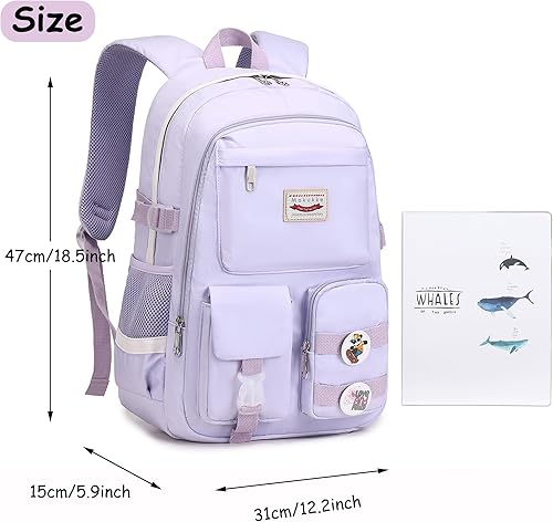 Miniatura 6 de Makukke Mochilas escolares para adolescentes y niñas  Mochilas para laptop de 15.6 pulgadas, linda mochila universitaria antirrobo, mochila casual