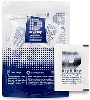 Dry & Dry 5 Gram [30 Packets] Premium Silica Gel Packets Desiccant Packs Dehumidifiers - Rechargeable Fabric Silica Packets, Silica Gel Packs, Silica Gel