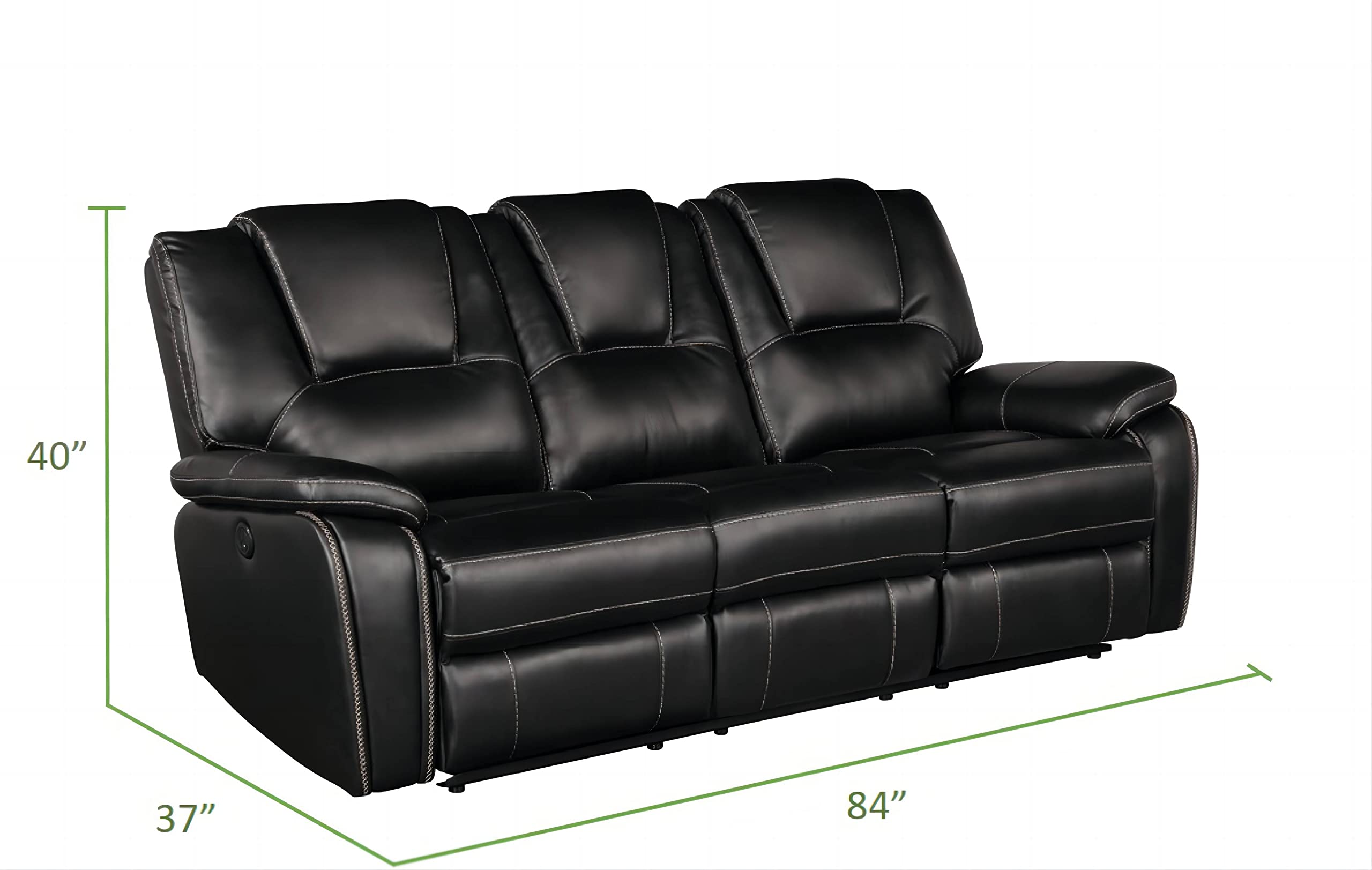 Tiokean 3 Pieces Living Room Furniture,Sofa+Loveseat+Chair,Reclining Couch for Home/Office,Black view 6