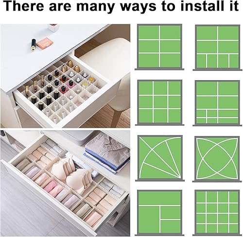 Miniatura 6 de 24 divisores de cajones ajustables de 14.5 pulgadas, separadores de cajones de almacenamiento de plástico, divisores de cajones de rejilla blanca,