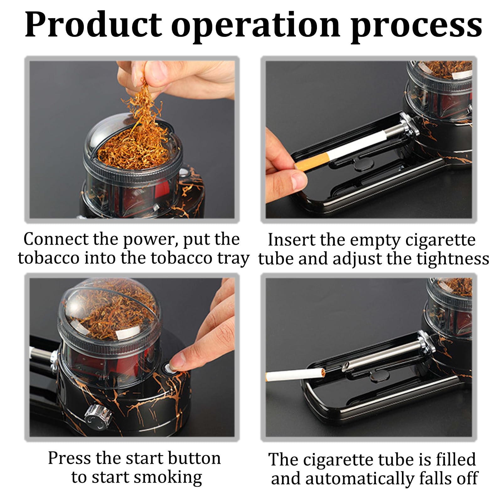Automatico Della Sigaretta Del Rullo Del Tabacco Delle Macchine di Riempimento Della,Elasticità Del Tabacco Regolabile in 4 Livelli,con Due Tipi di Tubi Del Tabacco da 8 mm/6,5 mm,Adatti ai Fu(Size:B)