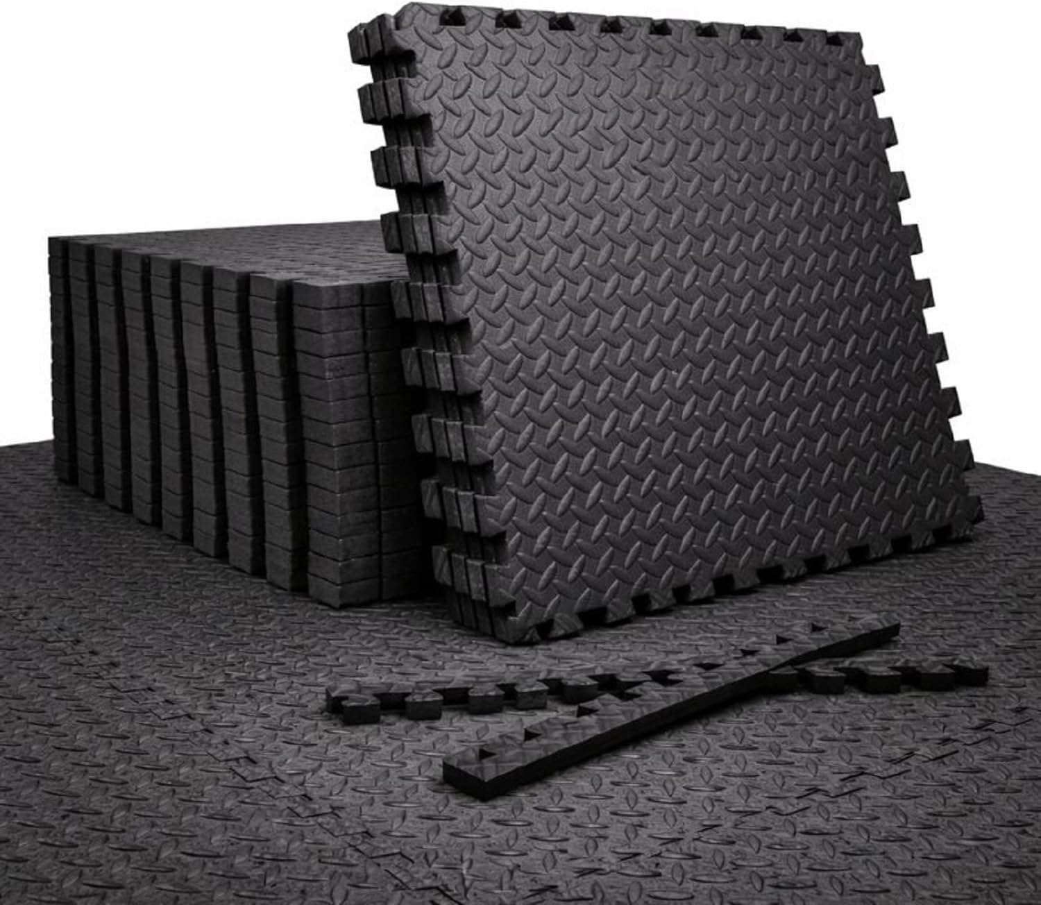 EASY HOME High Density EVA Foam Interlocking Puzzle Floor Mats – Shock Proof, Protective Gym & Home Workouts Tiles for Exercise (60×60 cm, 12 mm Thickness)