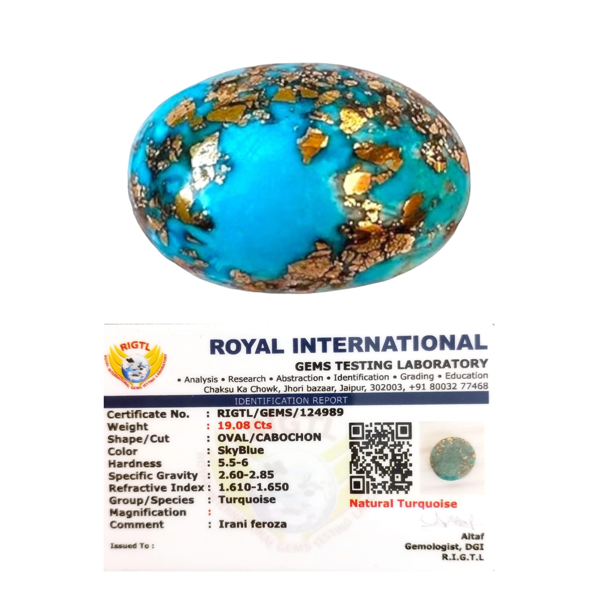 Divine Spirituals AAA Grade Natural Turquoise Gemstone Lab-certified Premium Feroza/Firoza Cabochon For Protection, Healing & Jewelry For Men & Women approx. 18-20 carat (B0DC5DYPCF) Amazon Price History, Amazon Price Tracker