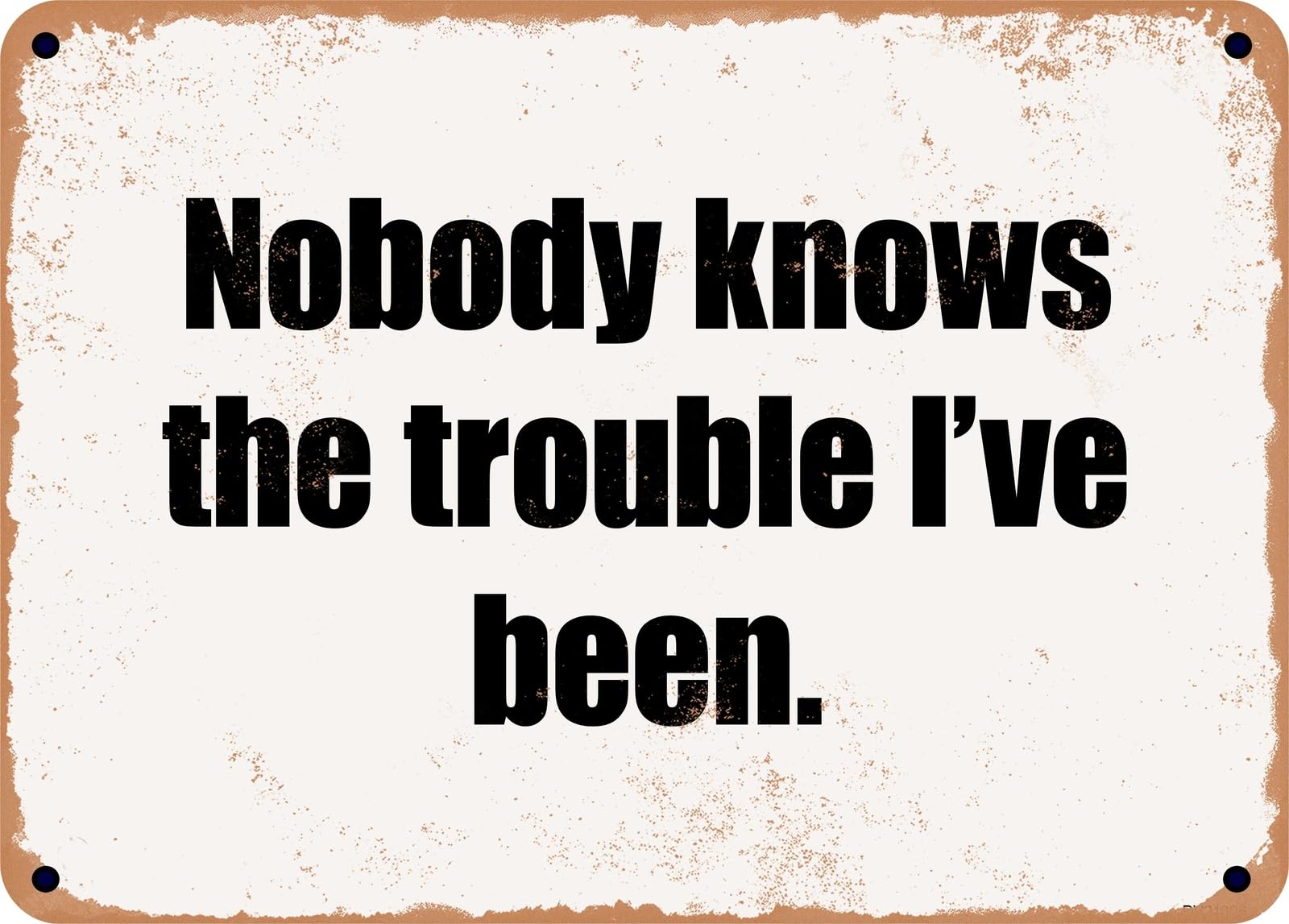Miaomansenstore Metal Sign - Nobody Knows The Trouble I've Been Home Decor