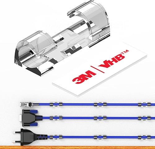XIAOXI - Clips para cables con fuerte autoadhesivo, organizador de cables organizadores de cables para automóvil, hogar y oficina, 20 unidades