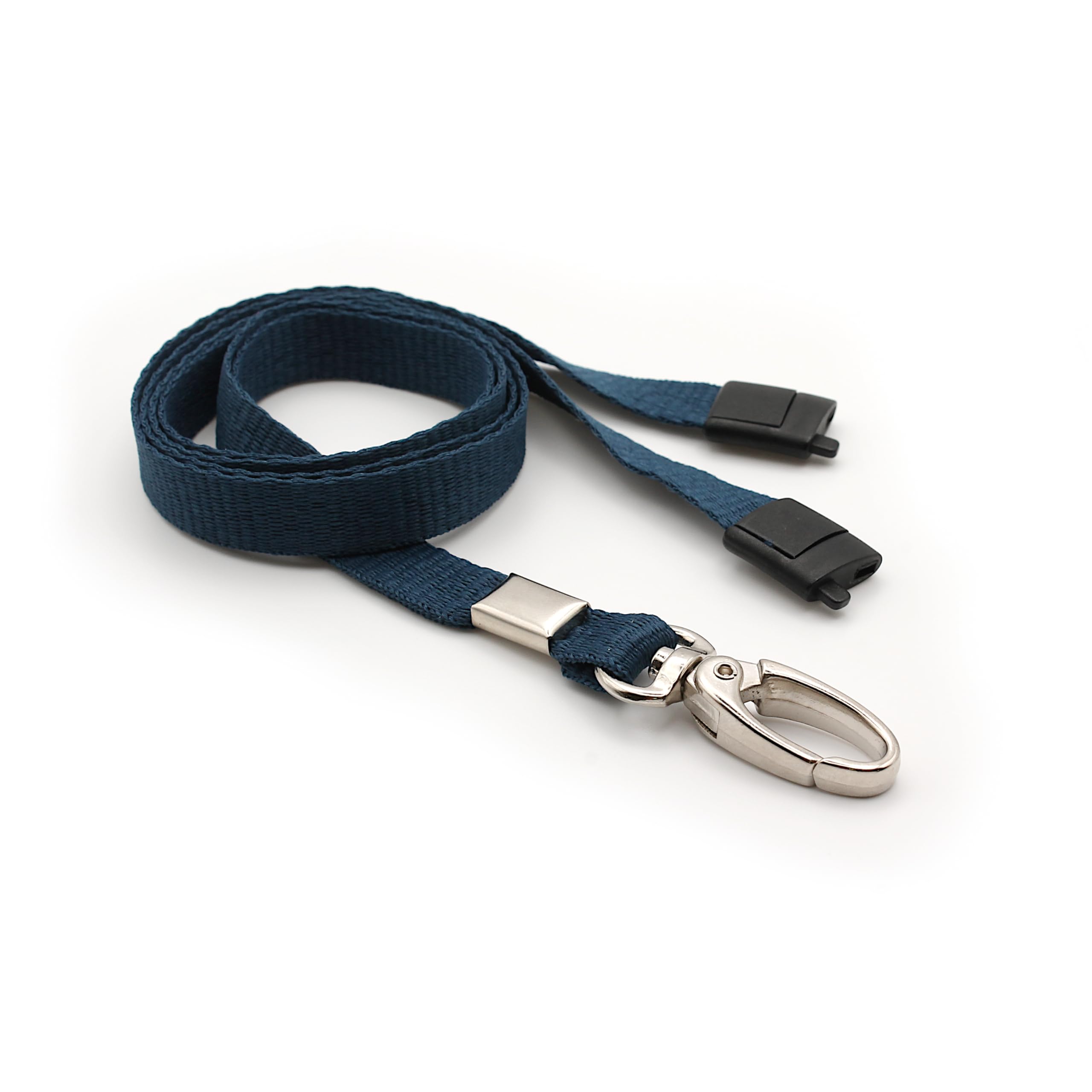 Easybadge Dark Blue Lanyards For Id Badges With Safety Breakaway And Metal Lobster Clip - Pack Of 100
