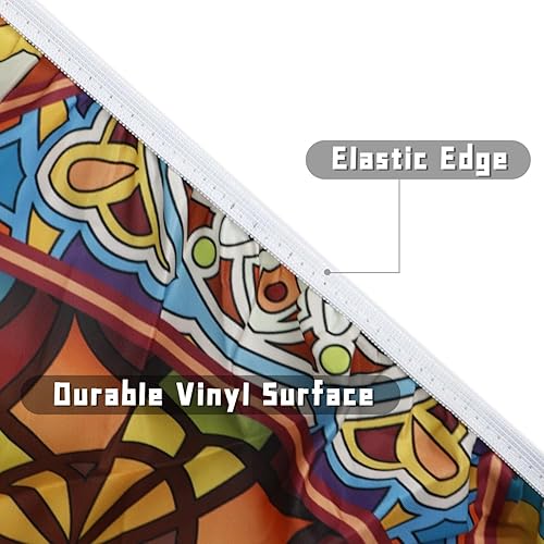 Miniatura 6 de Mantel redondo ajustable con manteles elásticos redondos para exteriores, mantel ajustable para mesas redondas, mantel de vinilo impermeable y