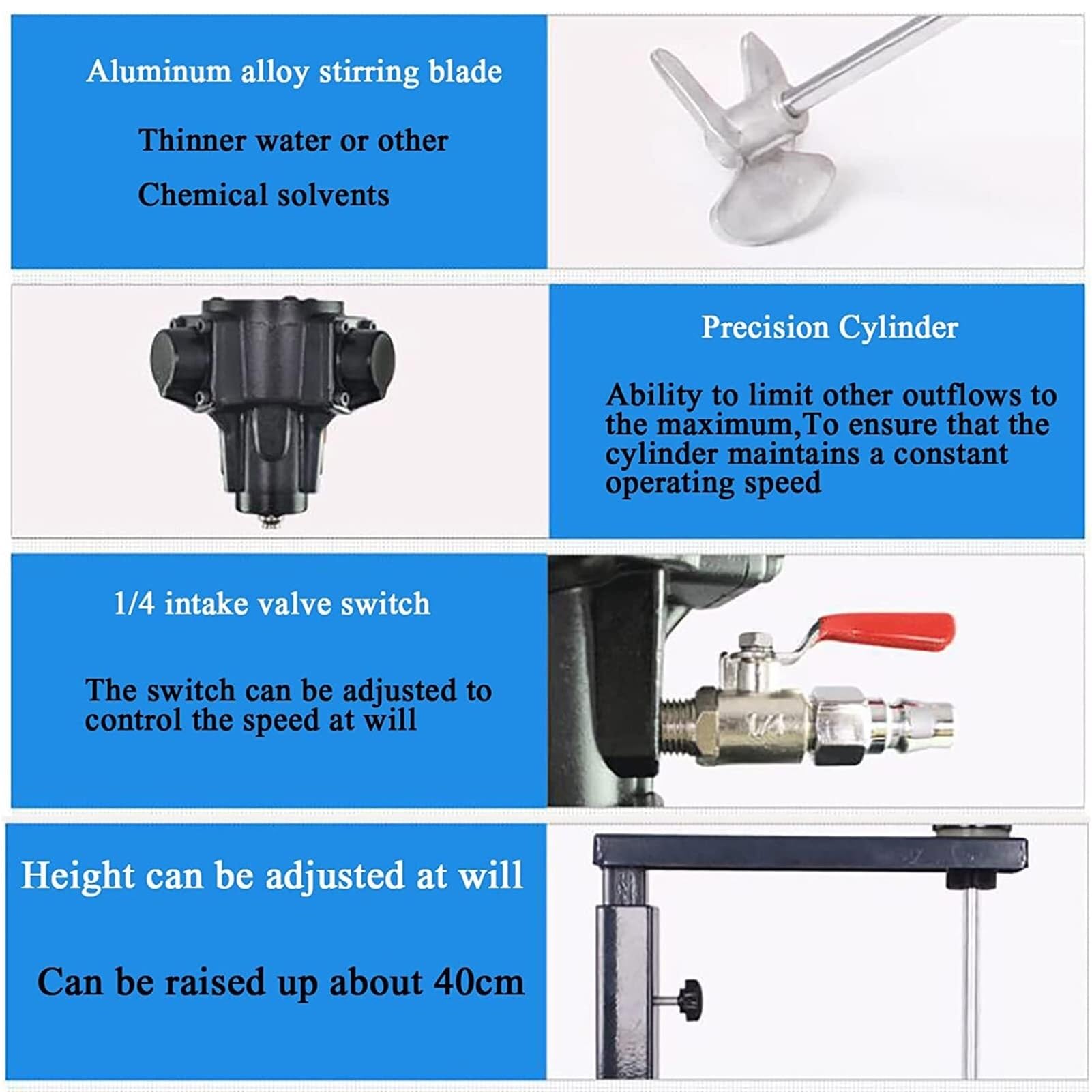 Miscelatore pneumatico for vernice, agitatore for vernice a sollevamento manuale da 5 galloni/20 litri, miscelatore d'aria verticale da tavolo, miscelatore di inchiostro for miscelazione