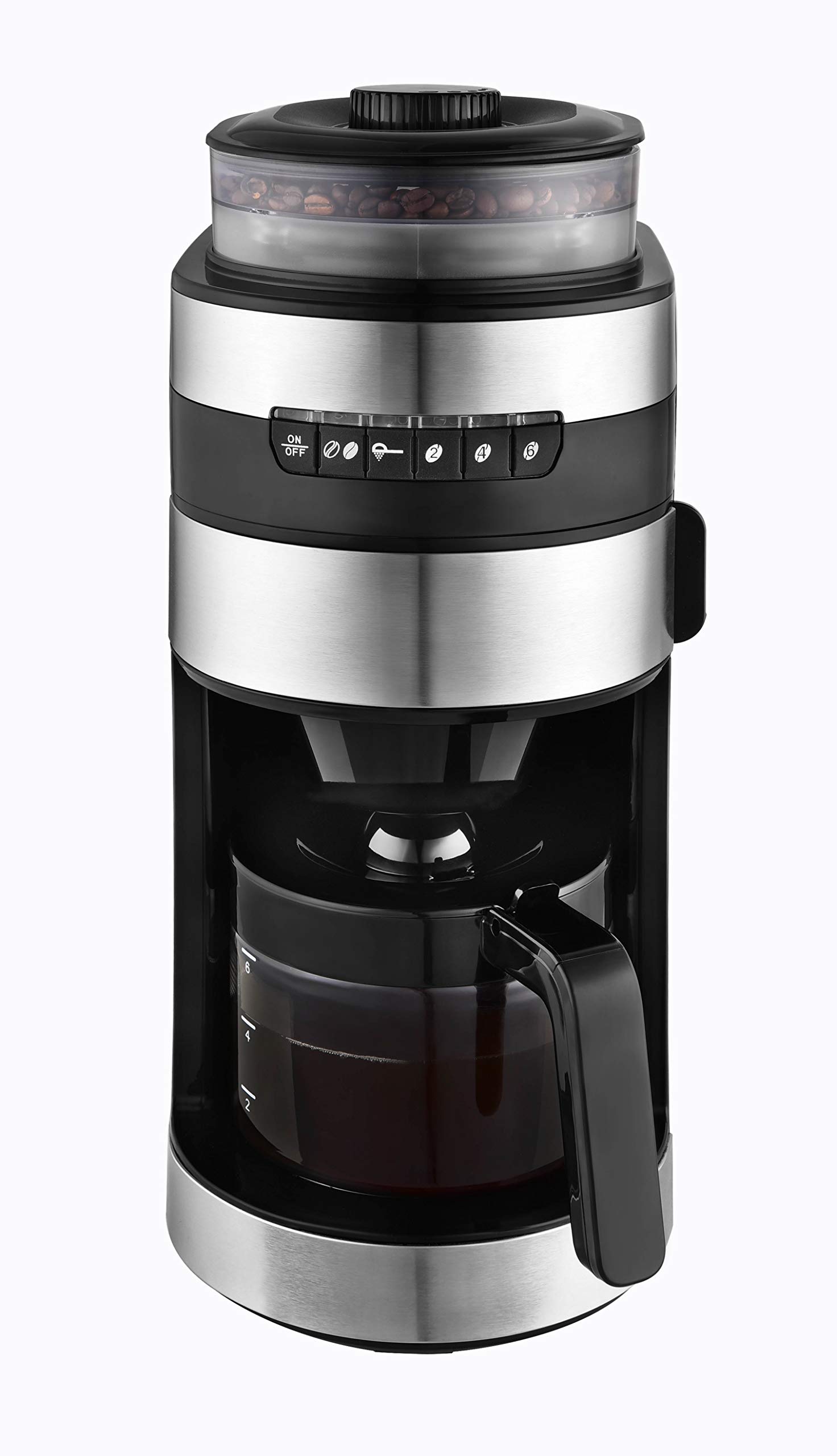 Venga! VG CCG 3006 Coffee Maker with Grinder - 750 W, Glass, Plastic, Stainless Steel, 850 ml, Black