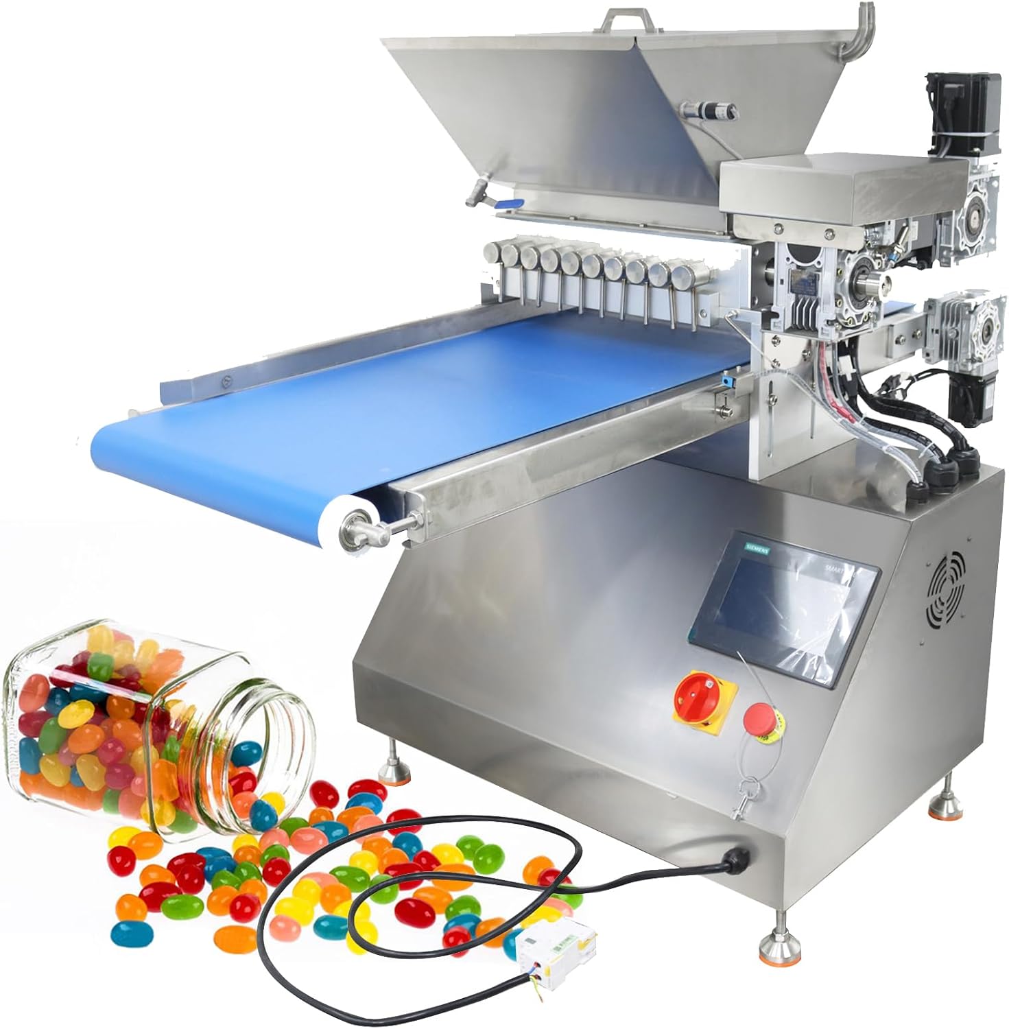 INTSUPERMAI 220V Candy Depositor with 10 Pistons 5500W Sauce Filling Depositor Automatic Fudge Making Machine Gummy Chocolate Hard Candy Pouring Making Machine
