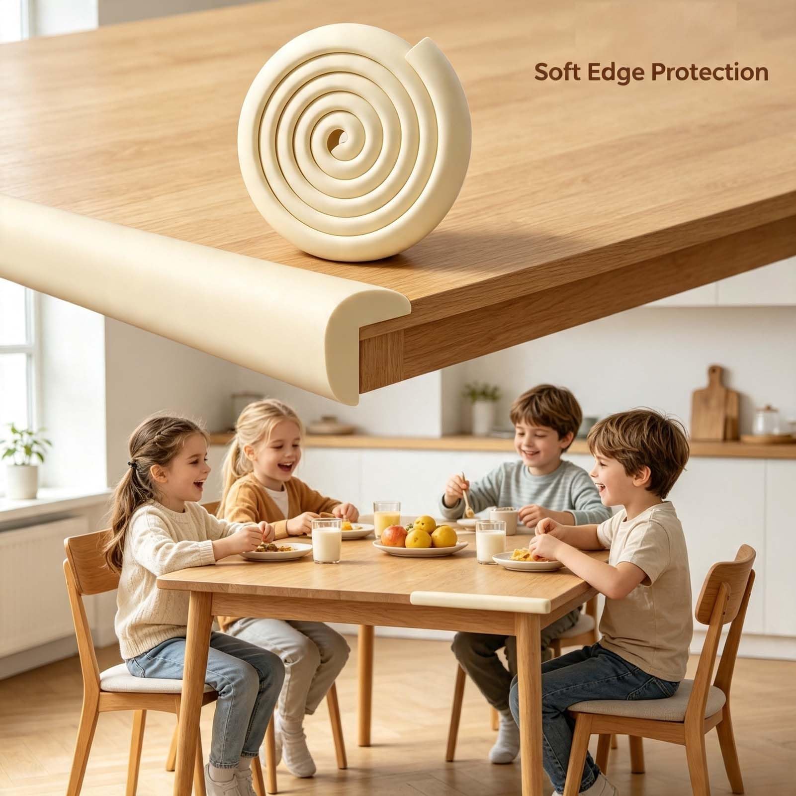 Protector Antigolpes De Espuma, Tira para Bordes Y Esquinas, Parachoques para Muebles, Protector De Mesas, Cinta De Doble Cara, Flexible, Suave, Elástica, Recortable