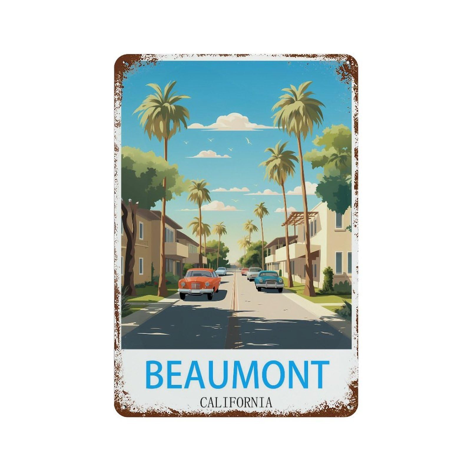 California Retro Design Tin Painting Vintage Tin Sign 08x12inch(20x30cm) Wall Art for Home Office Bedroom Living Room Cafes Wall Decor