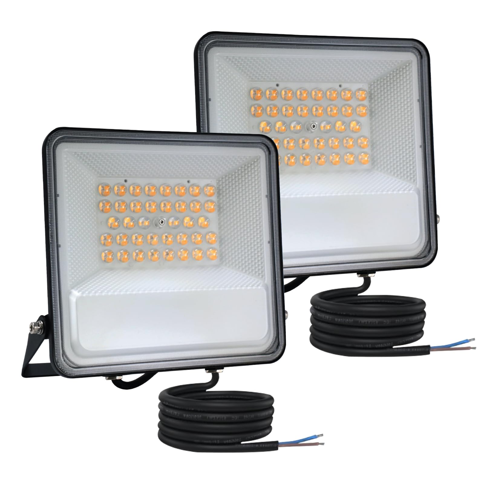 Paul Russells Cool White 100W Led Floodlight, 13500 Lumens, Ip65 Waterproof Outdoor Security Lights, 4000K Natural Wall Mounted For Garden, Warehouse, Parking Lot, Yard, 2-Pack
