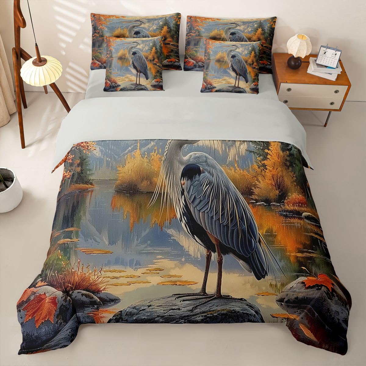 Homewish Großer Blauer Reiher Bettwäsche 155x220 7teilig