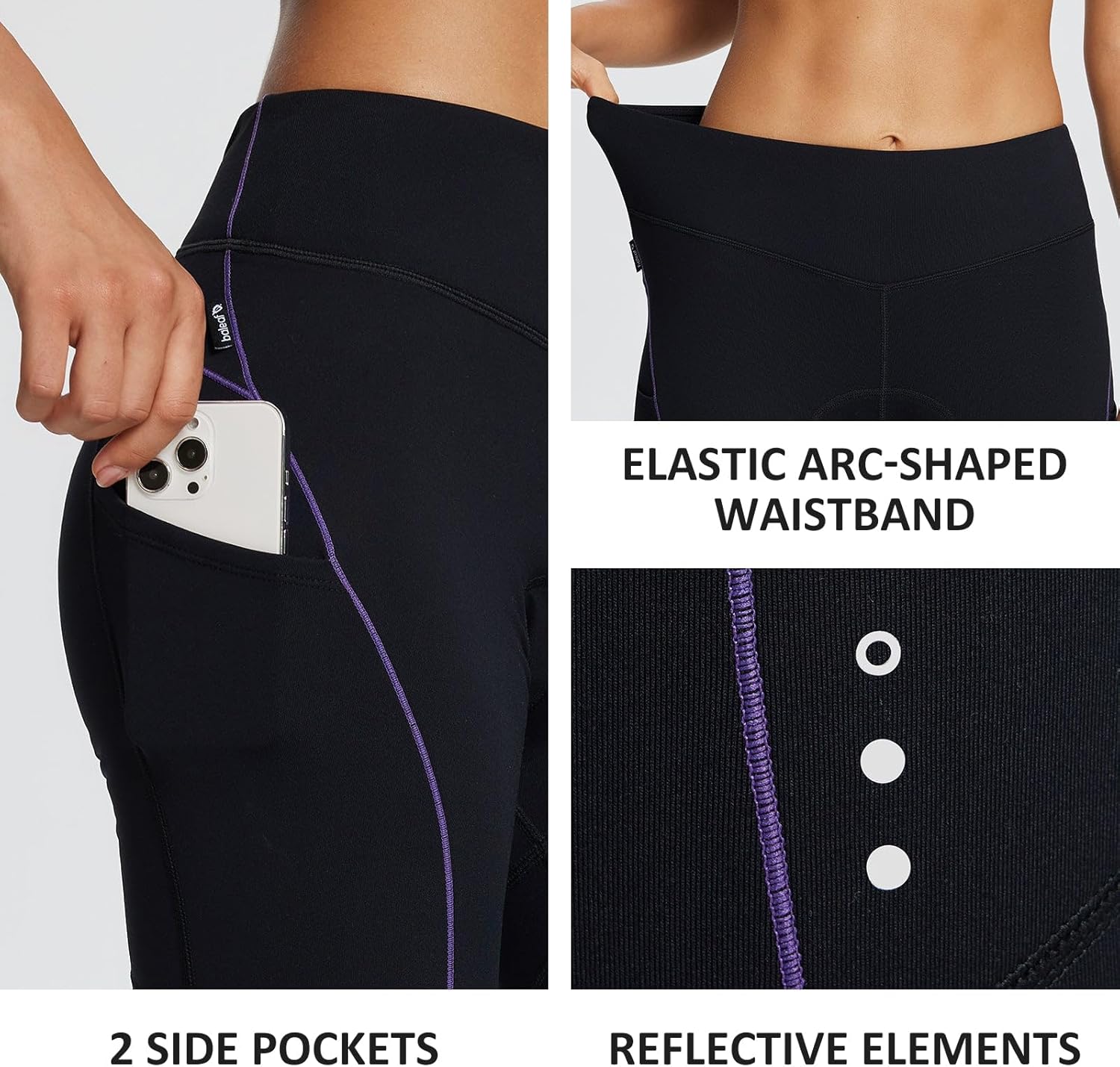 baleaf Womens Winter Cycling Pants Padded Bike Thermal Tights Fleece Lined Leggings Water Resistant Cold Weather Gel Pockets - Image 6